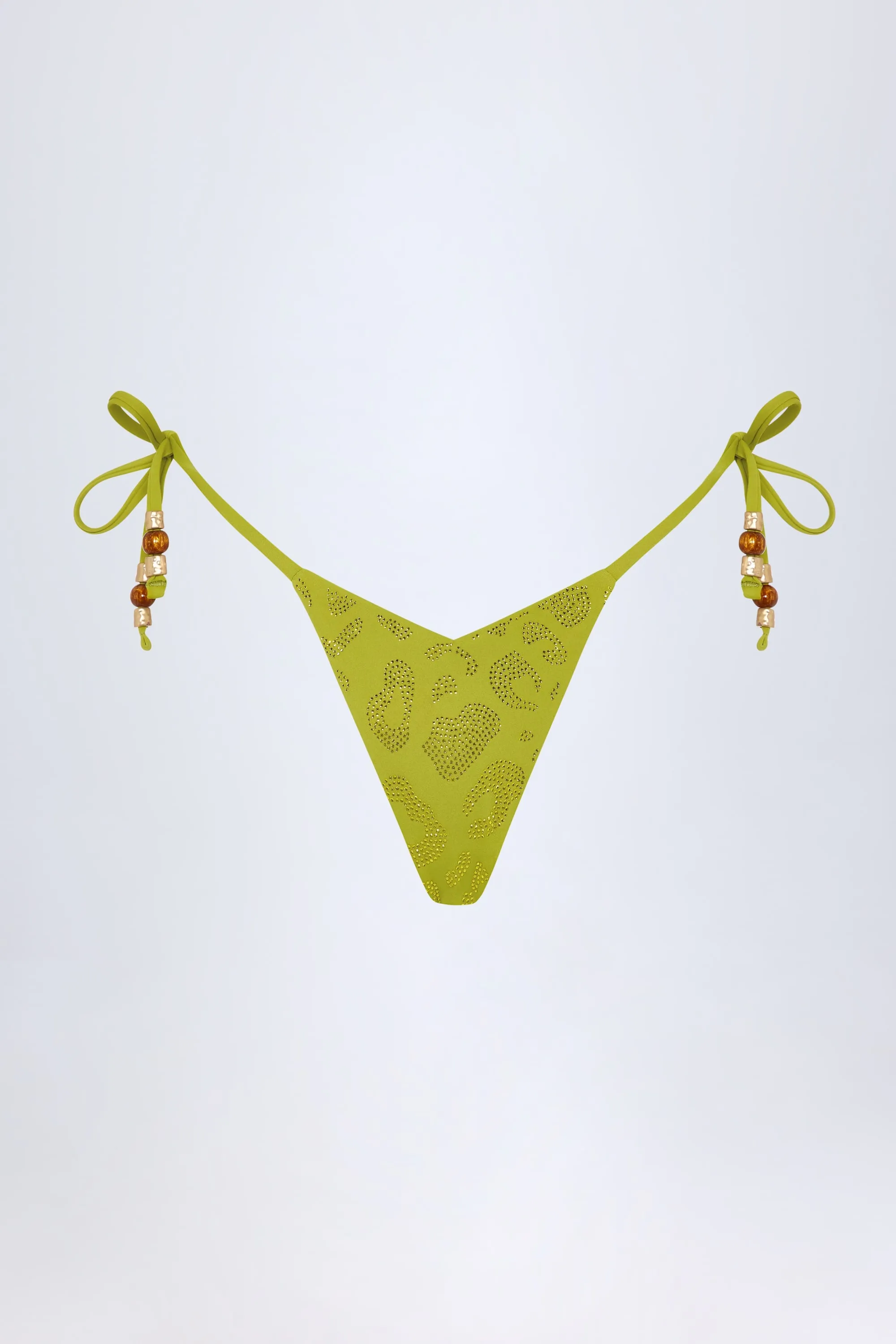 Charm-Detail Thong Bikini Bottoms in Olive Green sold by Oh Polly product image thumbnail 3