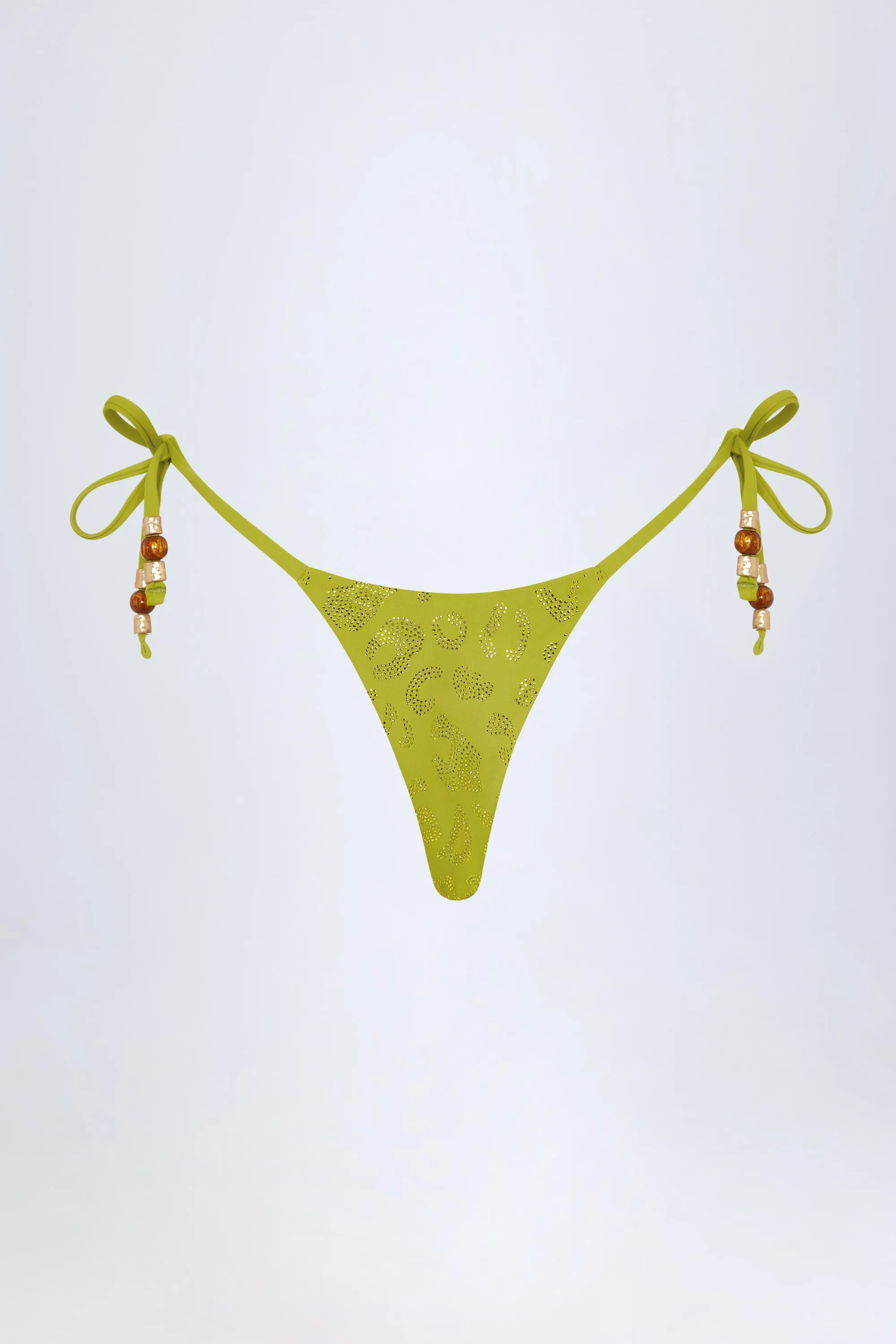 Charm-Detail Thong Bikini Bottoms in Olive Green sold by Oh Polly product image thumbnail 4
