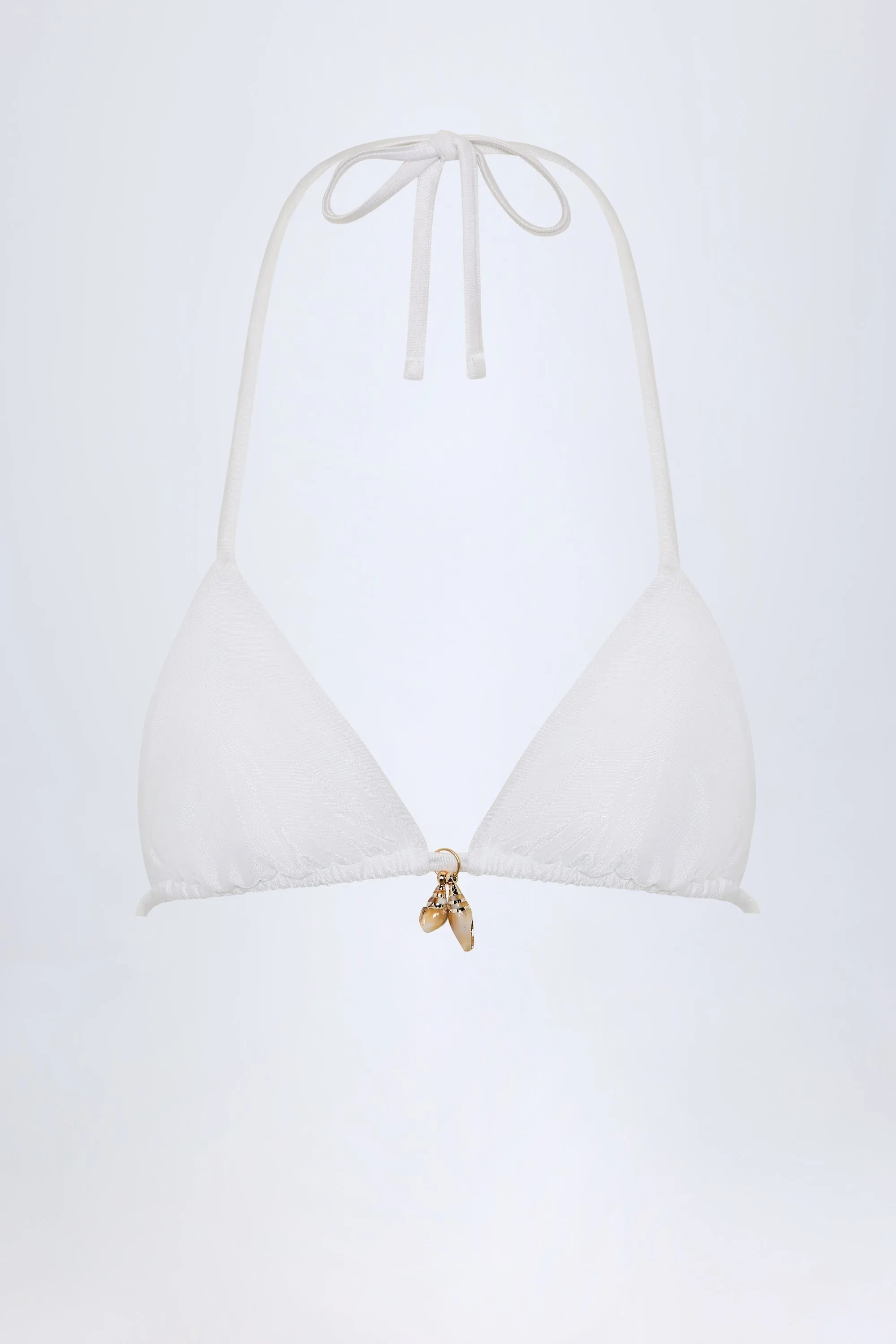 Charm-Detail Triangle Bikini Top in White sold by Oh Polly product image thumbnail 3