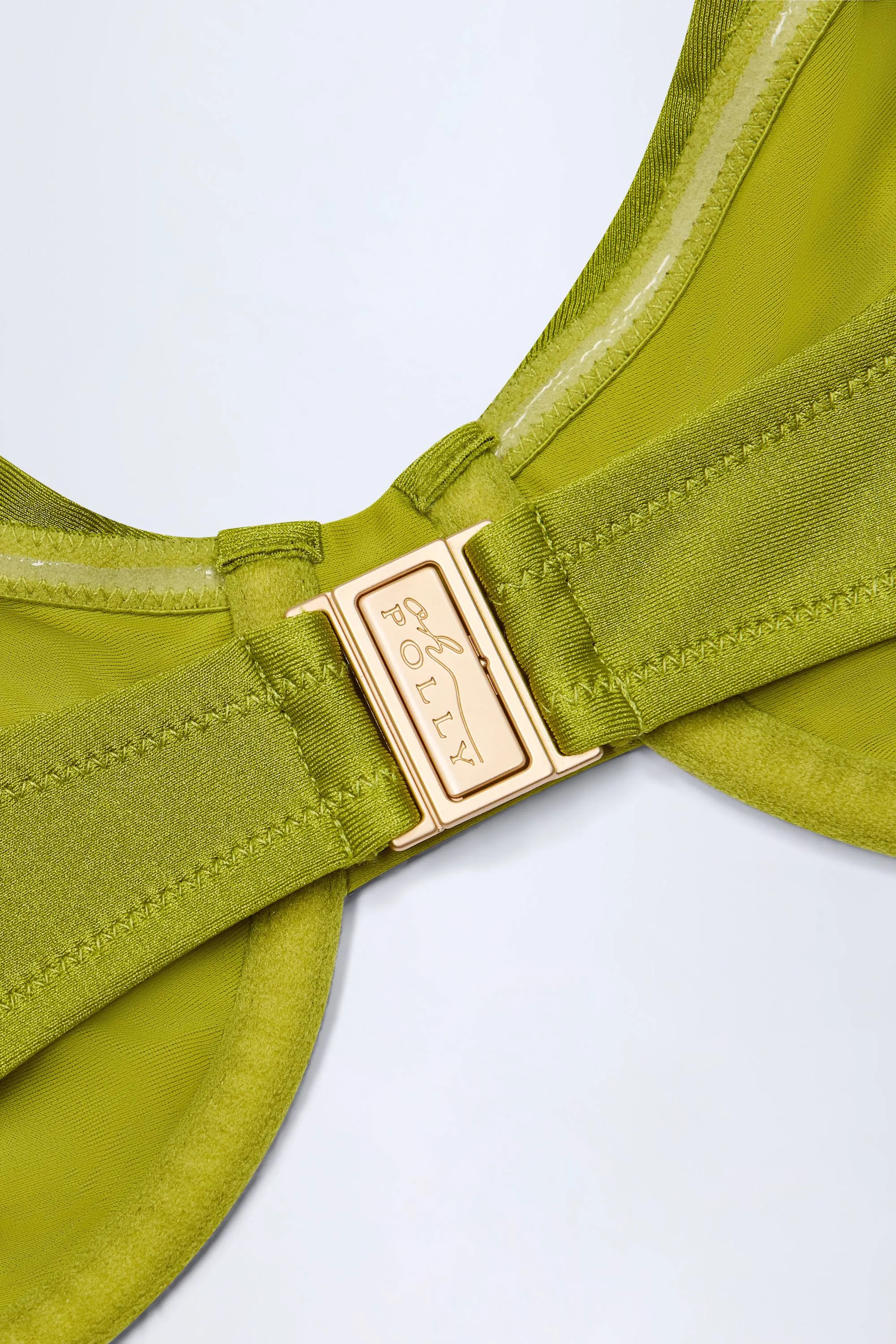 Bead-Embellished Ruched Underwired Bikini Top in Olive Green sold by Oh Polly product image thumbnail 5