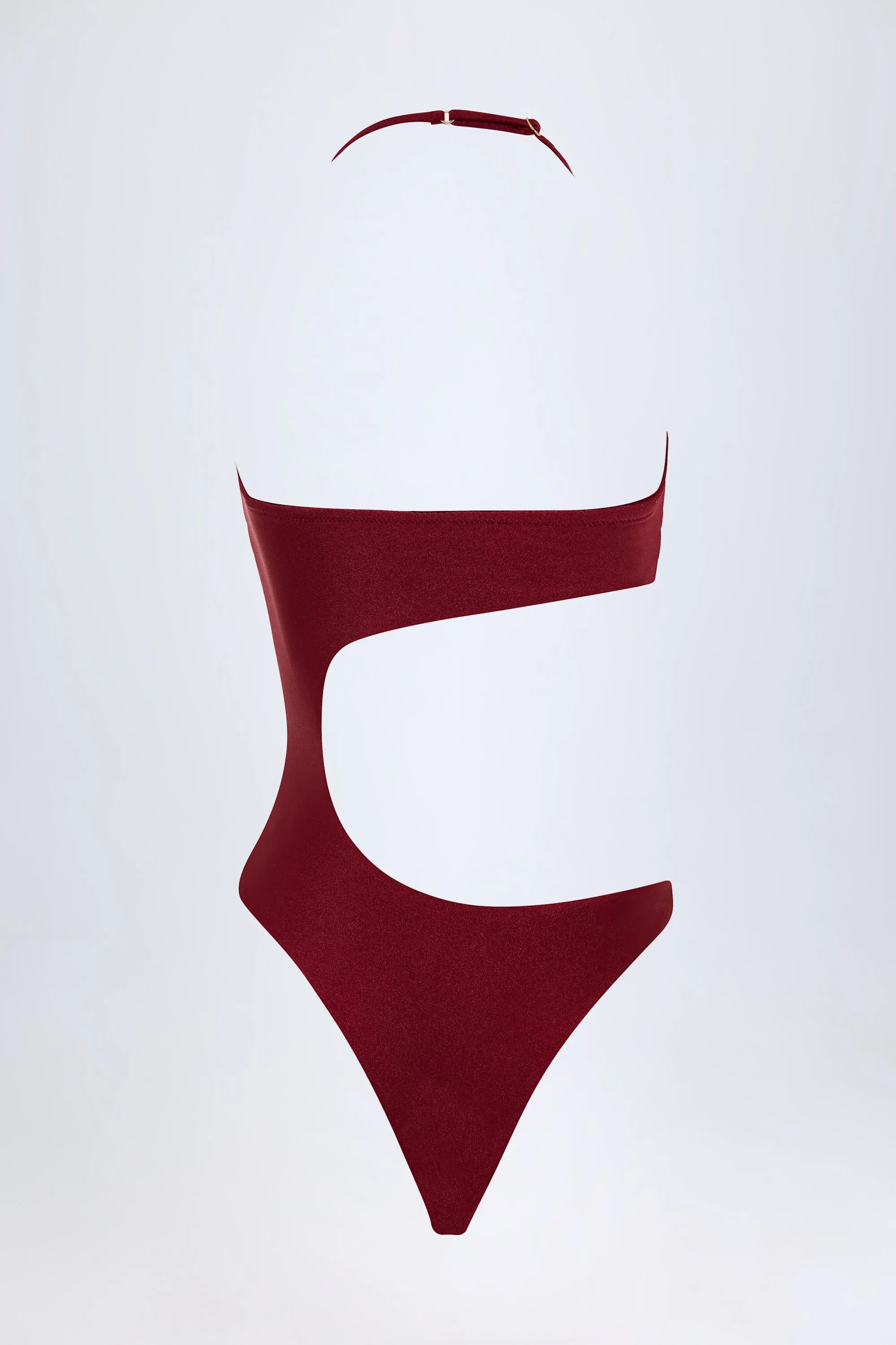 Bead-Embellished Cut-Out Bandeau Swimsuit in Dark Cherry sold by Oh Polly product image thumbnail 4