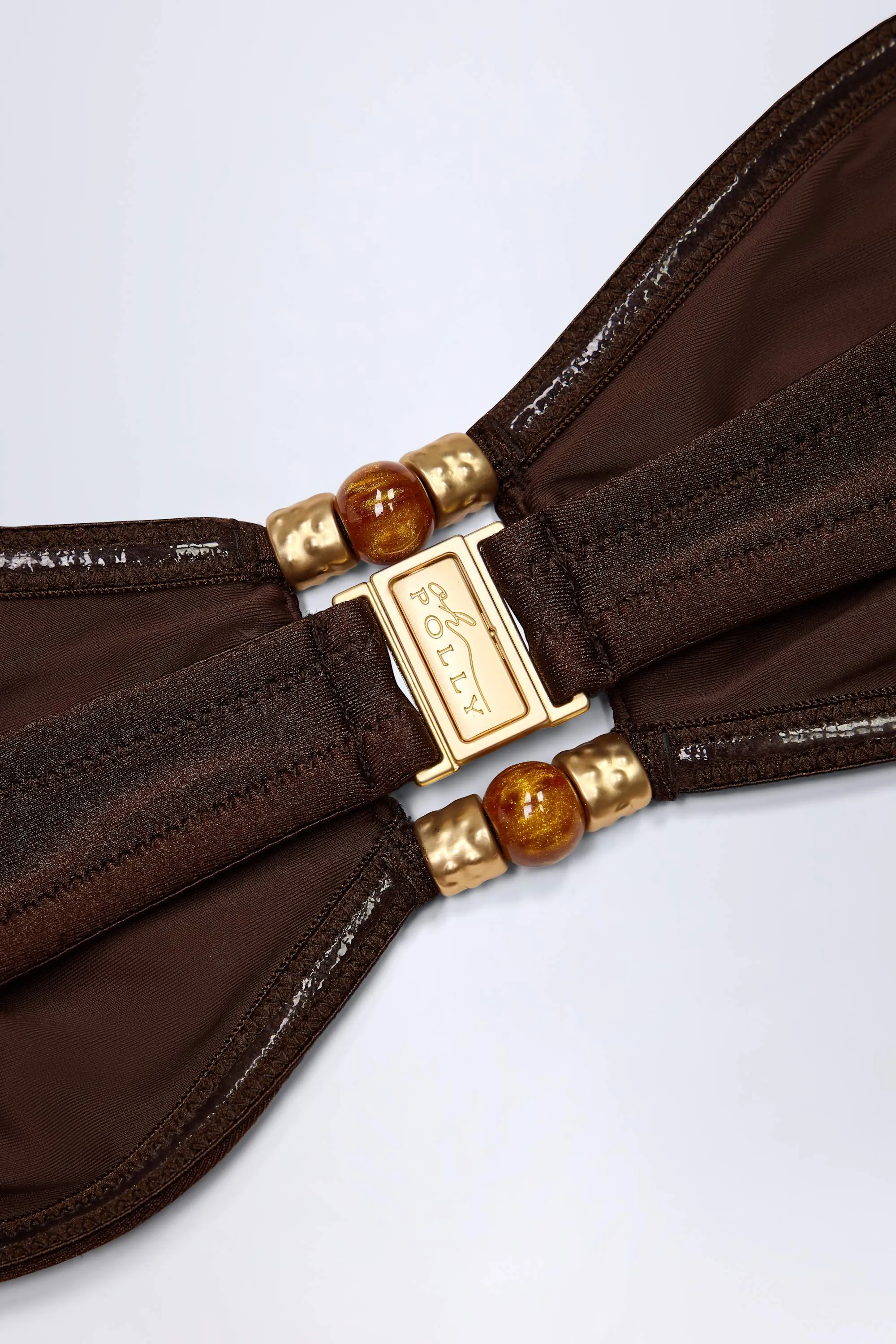 Bead-Embellished Bandeau Bikini Top in Dark Chocolate sold by Oh Polly product image thumbnail 5