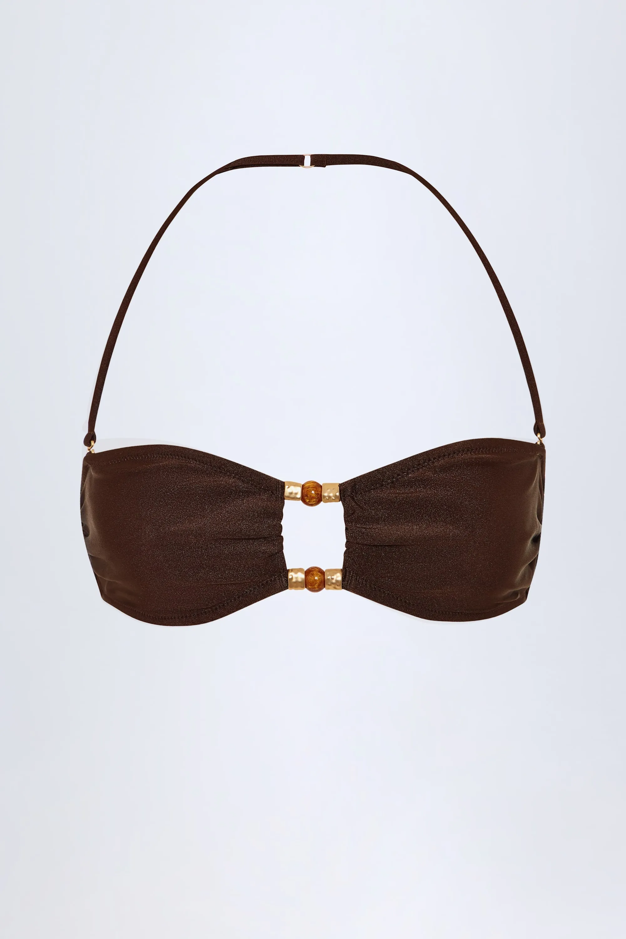 Bead-Embellished Bandeau Bikini Top in Dark Chocolate sold by Oh Polly product image thumbnail 3