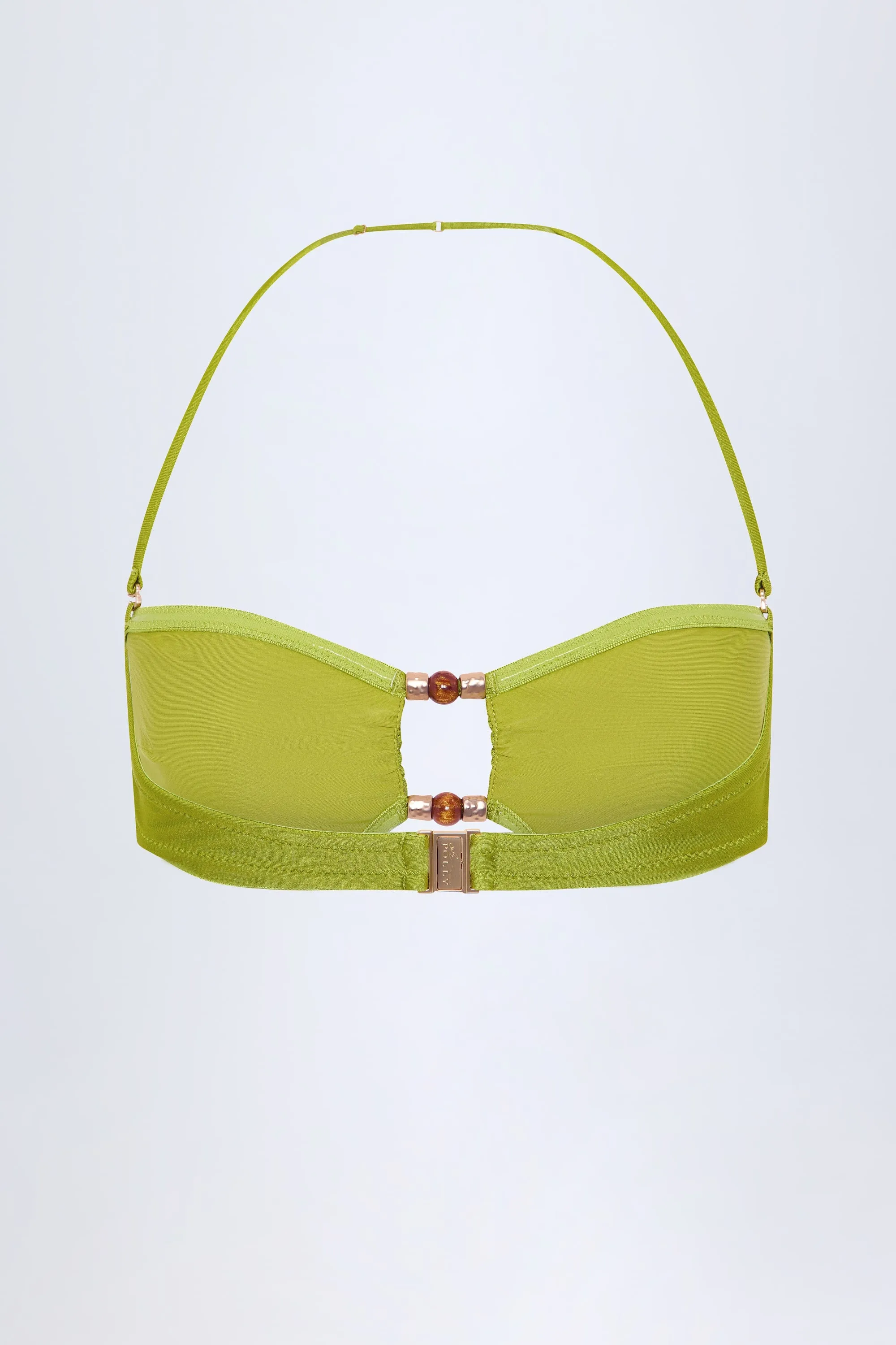 Bead-Embellished Bandeau Bikini Top in Olive Green sold by Oh Polly product image thumbnail 4