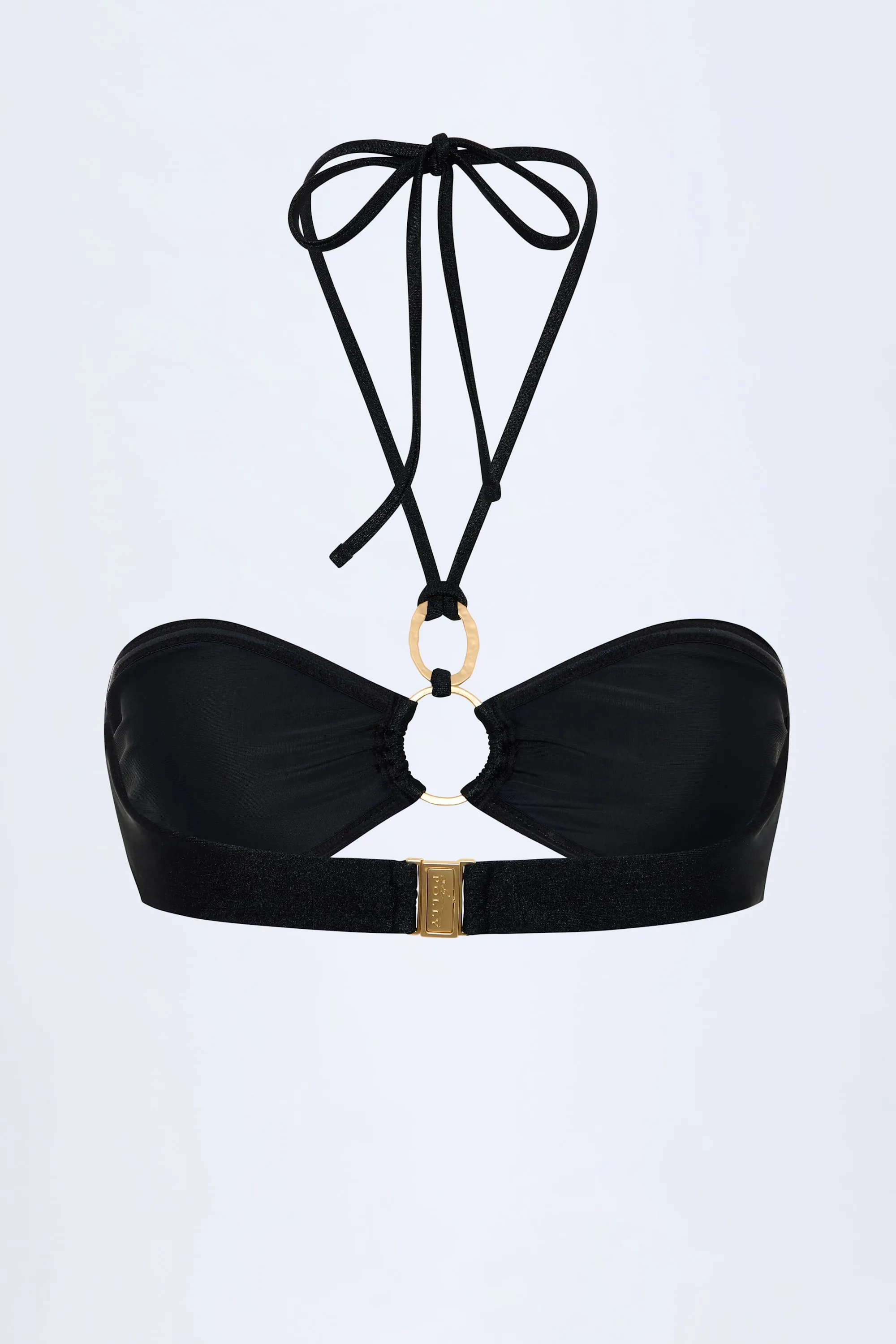 Hardware-Detail Ruched Halterneck Bikini Top in Black sold by Oh Polly product image thumbnail 4