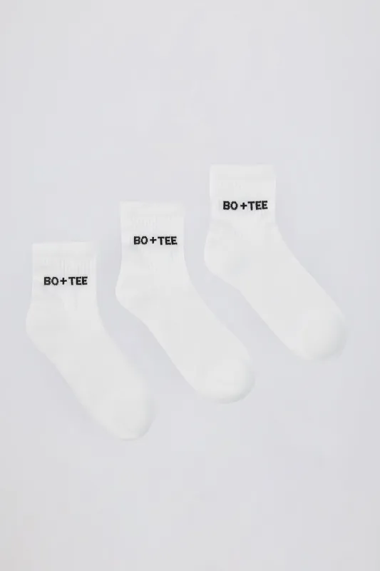 Ribbed Crew Sock Bundle in White sold by Oh Polly