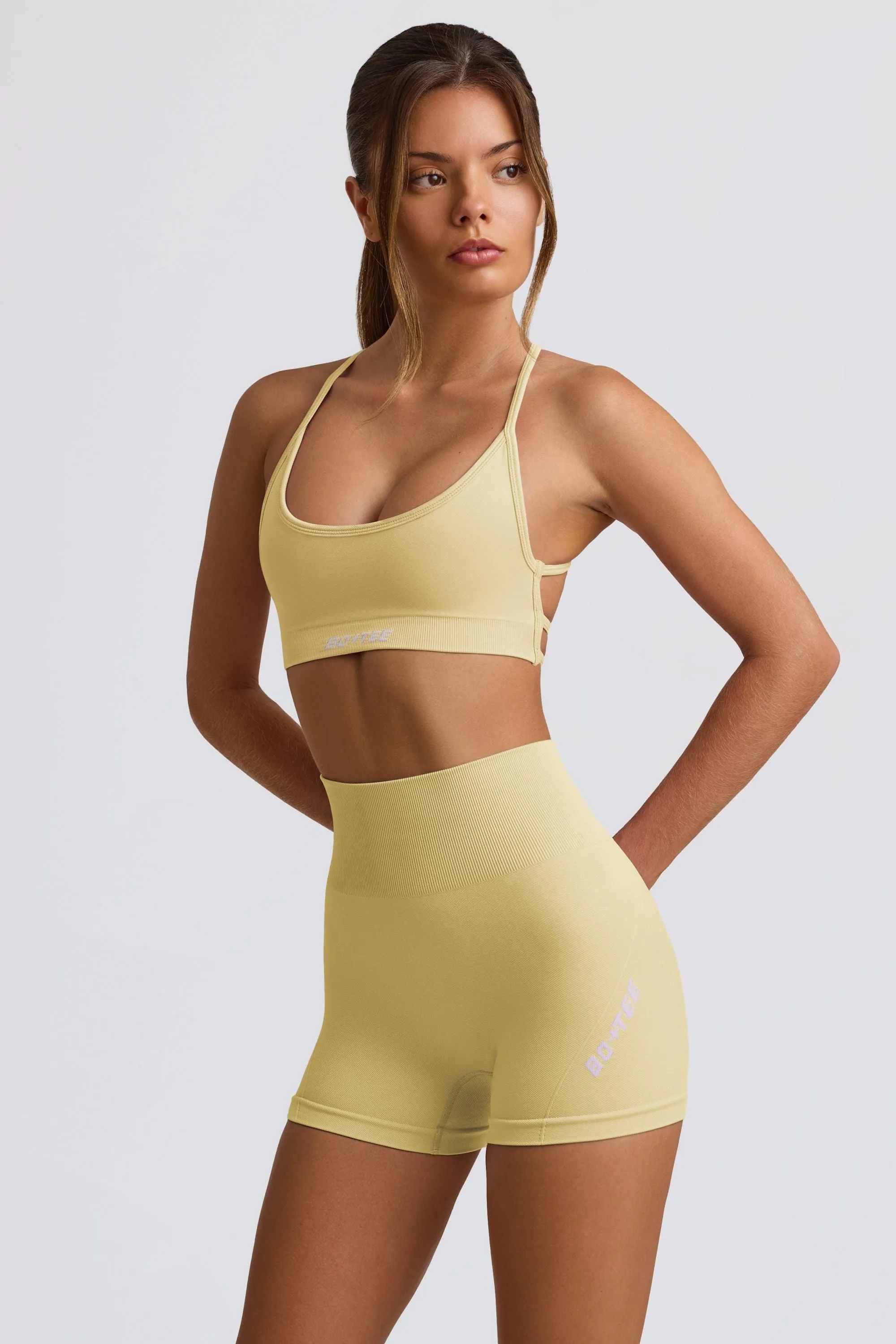 Super Sculpt Seamless Mini Shorts in Butter Yellow sold by Oh Polly product image thumbnail 3