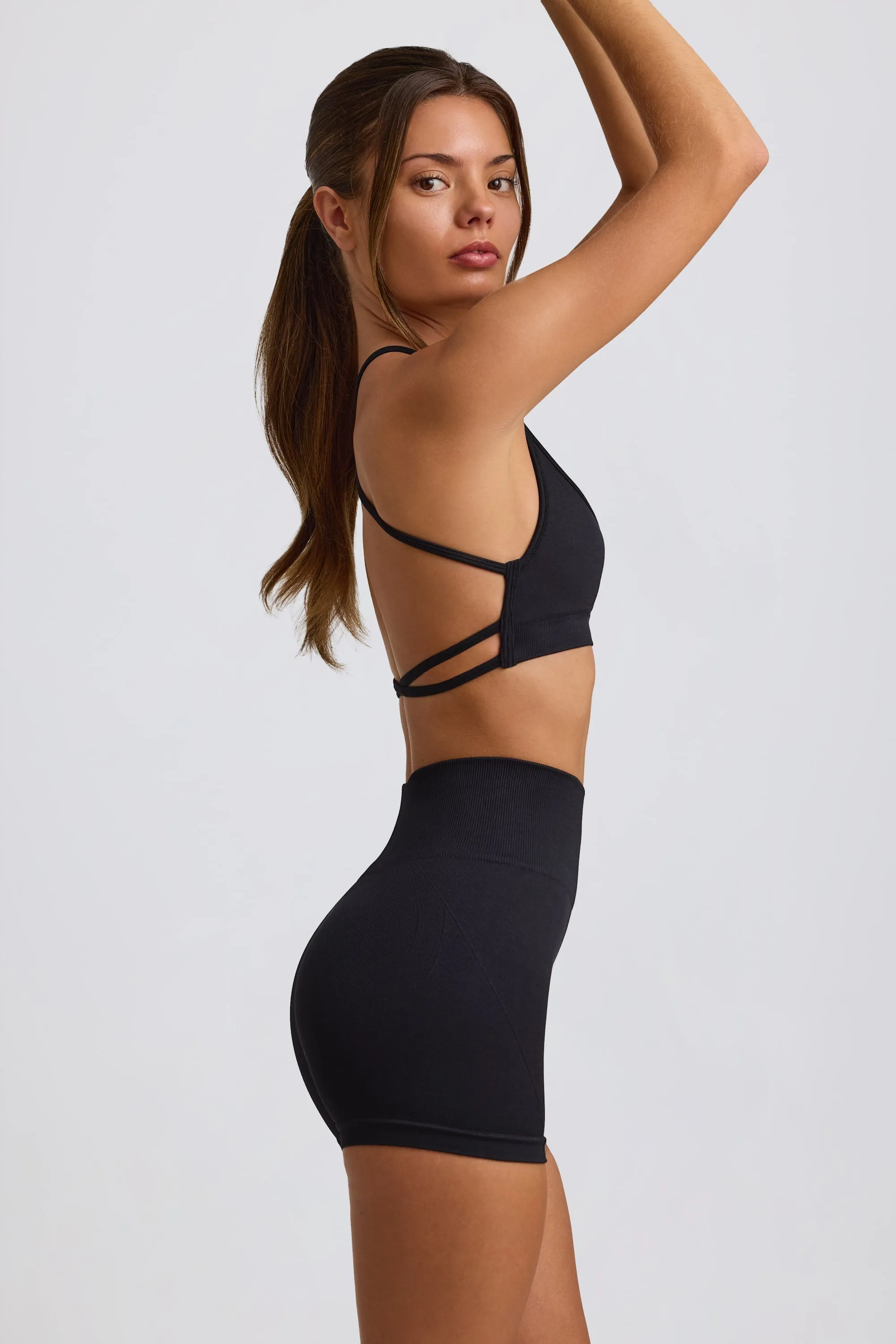 Super Sculpt Seamless Mini Shorts in Black sold by Oh Polly product image thumbnail 3