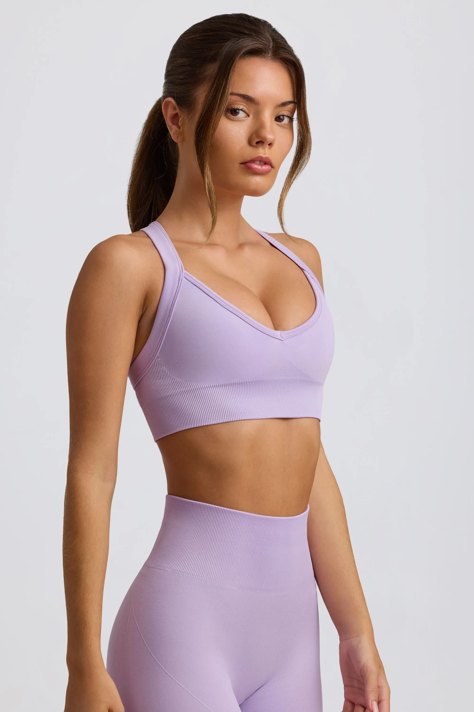 Super Sculpt Seamless Cross-Back Sports Bra in Soft Lilac sold by Oh Polly product image thumbnail 5