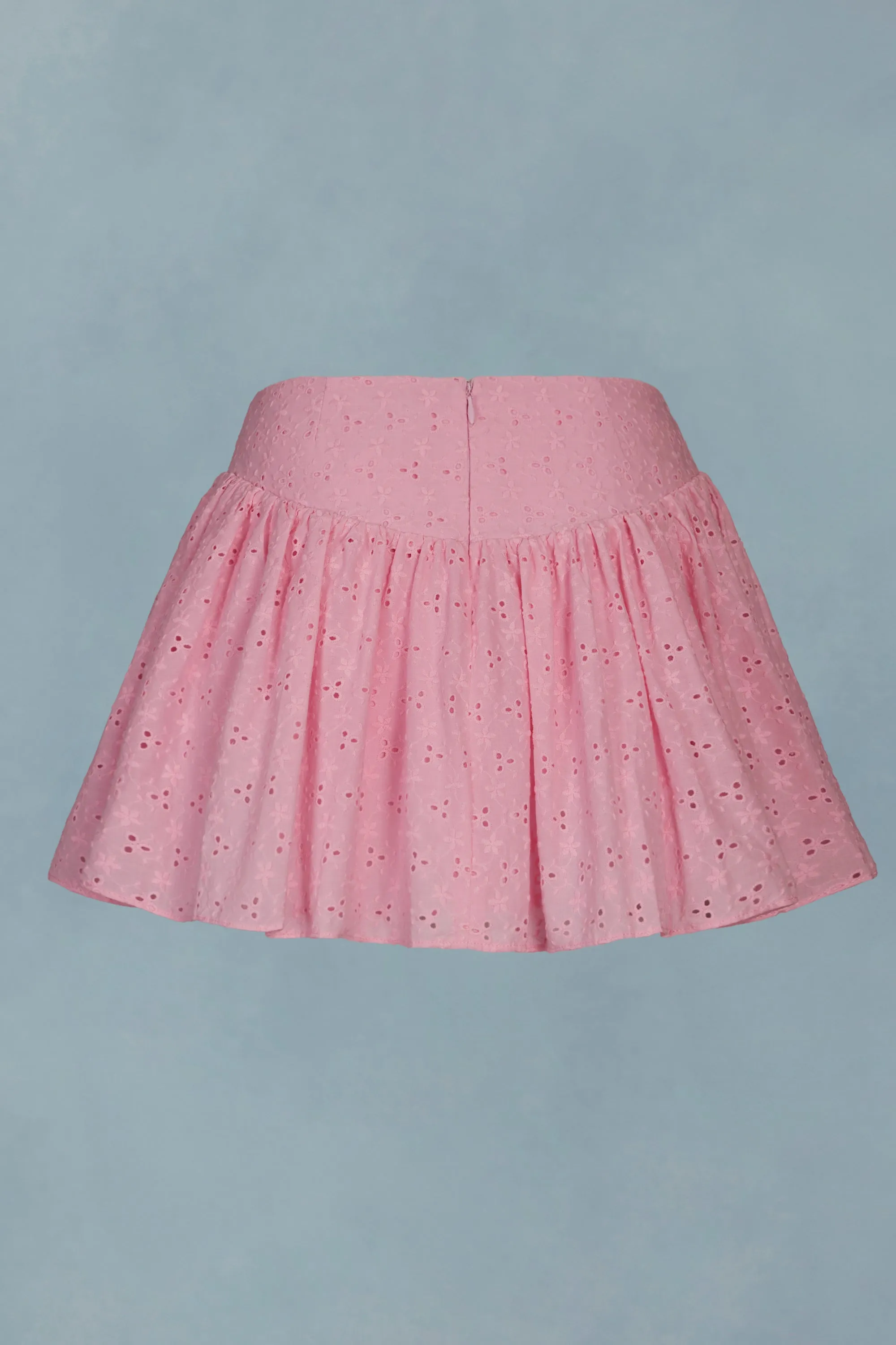 Bow-Detail Broderie Anglaise Mini Skirt in Soft Pink sold by Oh Polly product image thumbnail 2