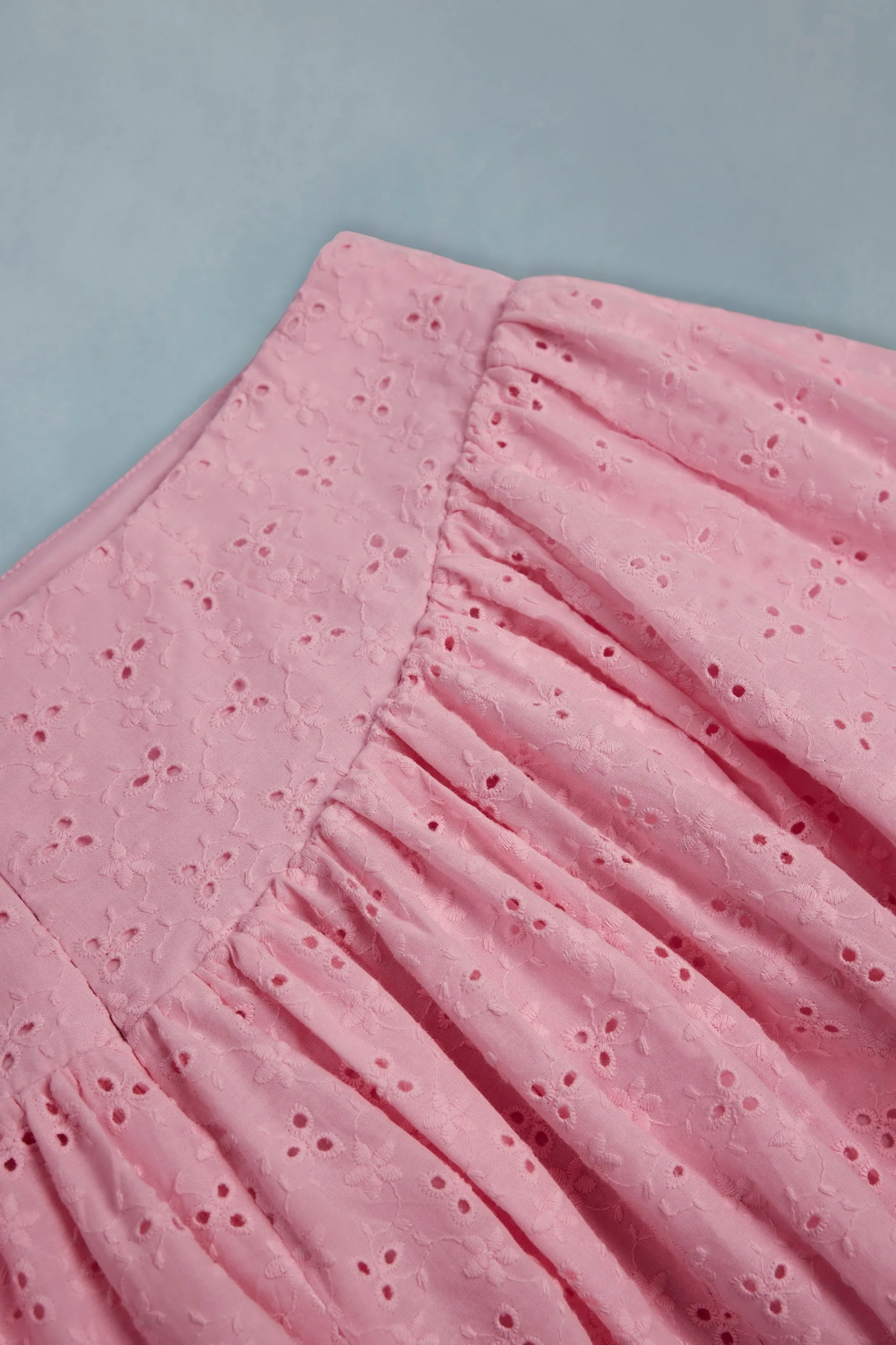 Bow-Detail Broderie Anglaise Mini Skirt in Soft Pink sold by Oh Polly product image thumbnail 4