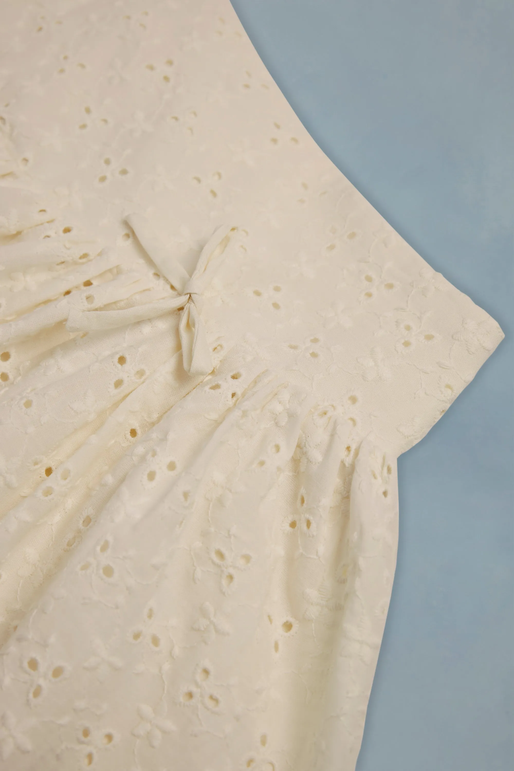 Bow-Detail Broderie Anglaise Mini Skirt in Ivory sold by Oh Polly product image thumbnail 3