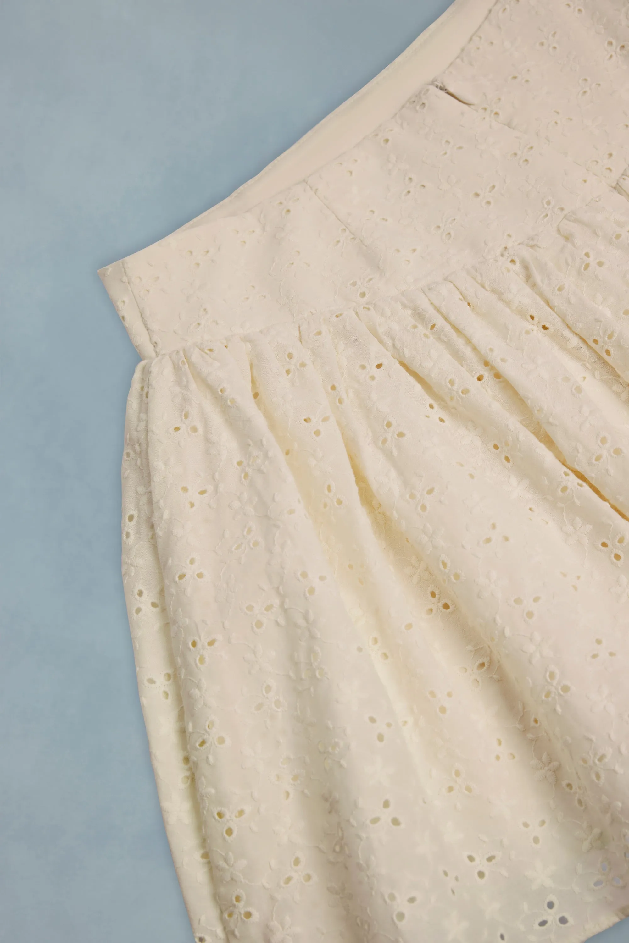 Bow-Detail Broderie Anglaise Mini Skirt in Ivory sold by Oh Polly product image thumbnail 4