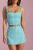 Embellished Low-Rise Mini Skirt in Aqua Blue sold by Oh Polly