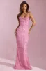 Embellished Cowl-Neck Backless Maxi Dress in Pink sold by Oh Polly