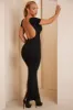 Cap Sleeve Open Back Maxi Dress in Black sold by Oh Polly