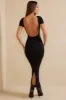 Cap Sleeve Open Back Maxi Dress in Black sold by Oh Polly