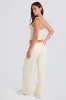 Ribbed-Knit Wide-Leg Joggers in Cream sold by Oh Polly