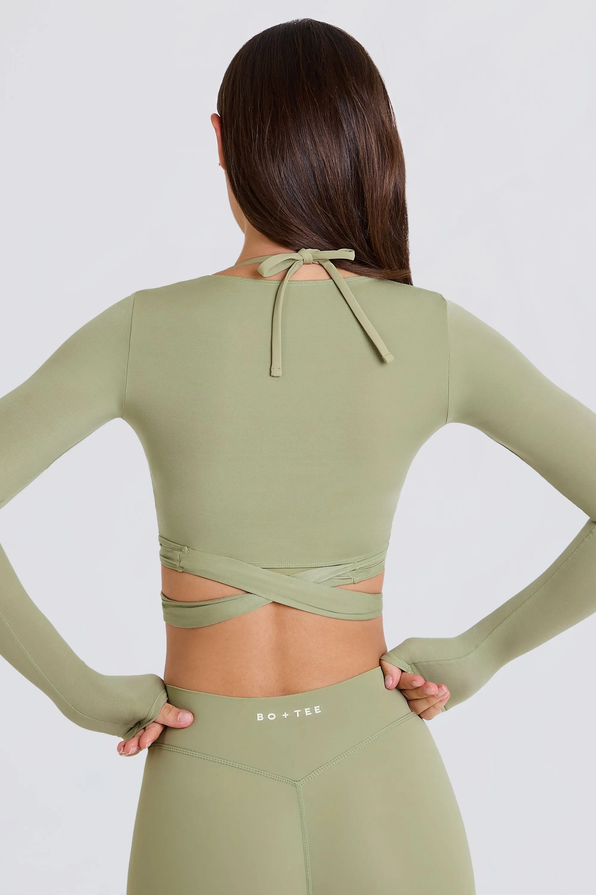 Soft Jersey Wrap Crop Top in Matcha sold by Oh Polly product image thumbnail 2