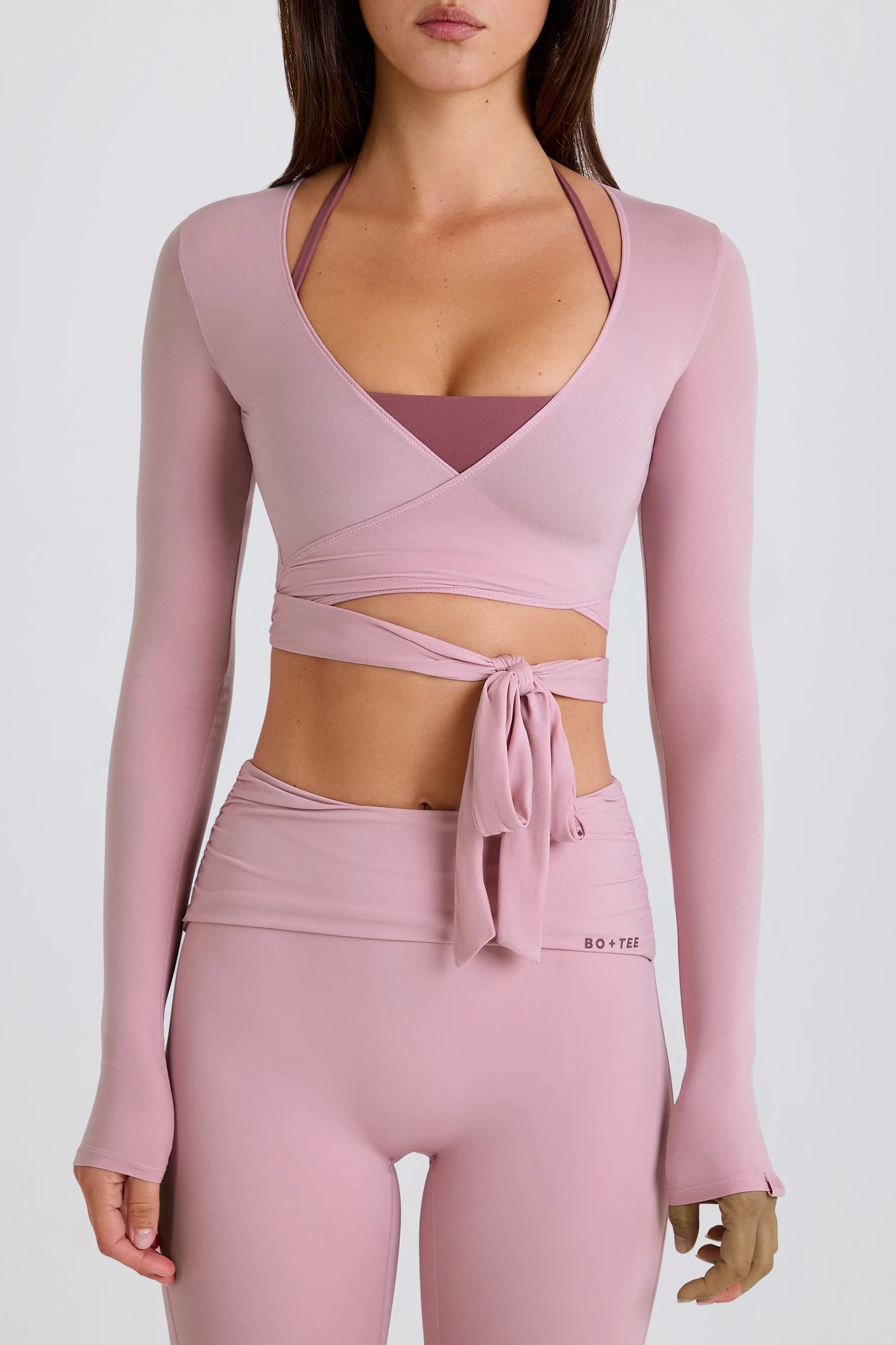 Soft Jersey Wrap Crop Top in Mauve sold by Oh Polly product image thumbnail 5