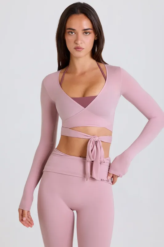 Soft Jersey Wrap Crop Top in Mauve sold by Oh Polly