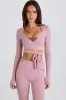 Soft Jersey Wrap Crop Top in Mauve sold by Oh Polly