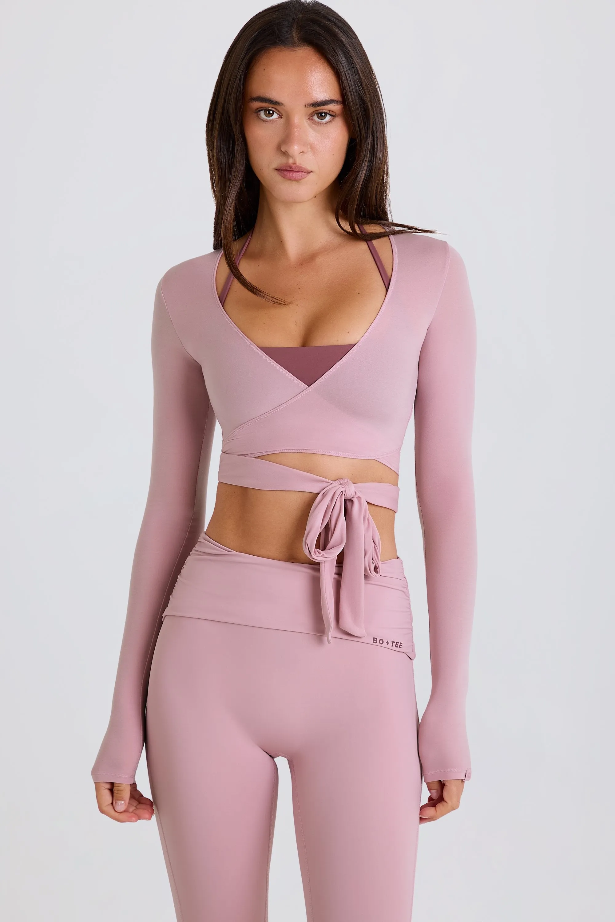 Soft Jersey Wrap Crop Top in Mauve sold by Oh Polly product image thumbnail 3