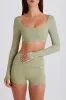 Foldover Mid-Rise Mini Shorts in Matcha sold by Oh Polly