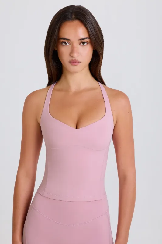 Cross-Back Longline Tank Top in Mauve sold by Oh Polly