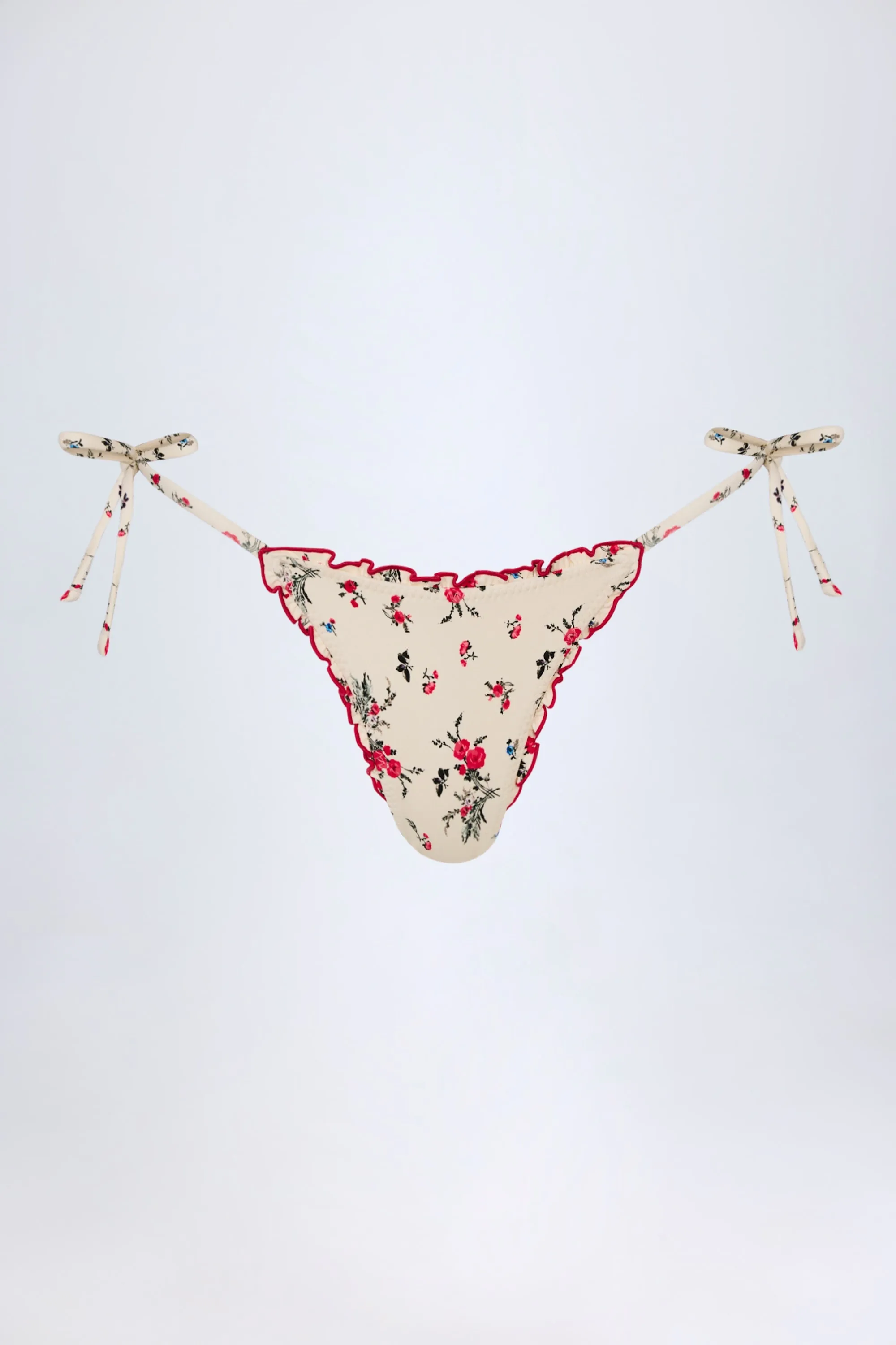 Side-Tie Thong Bikini Bottoms in Red Floral sold by Oh Polly product image thumbnail 4