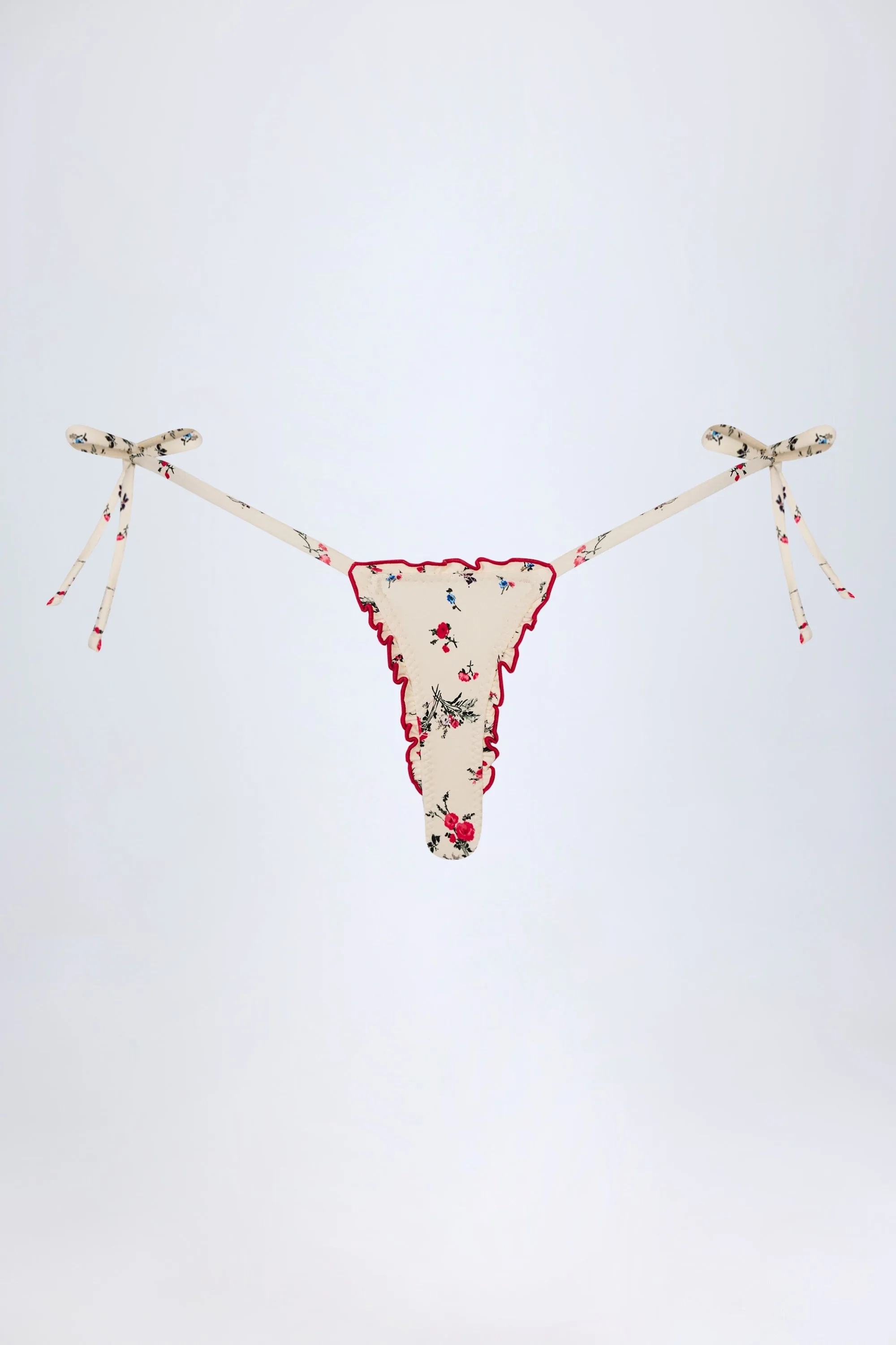 Side-Tie Thong Bikini Bottoms in Red Floral sold by Oh Polly product image thumbnail 5