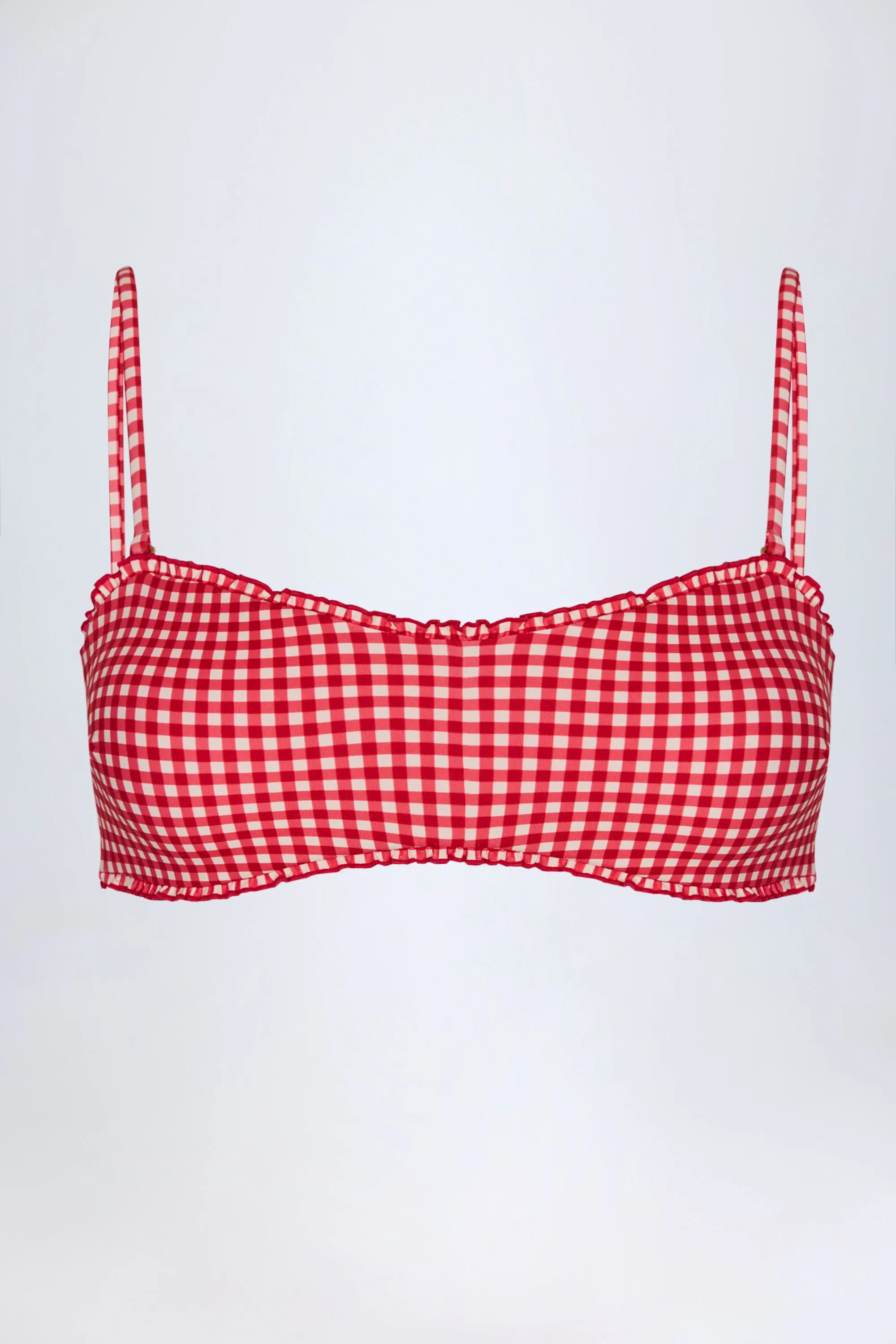 Ruffled Bandeau Bikini Top in Red Gingham sold by Oh Polly product image thumbnail 3