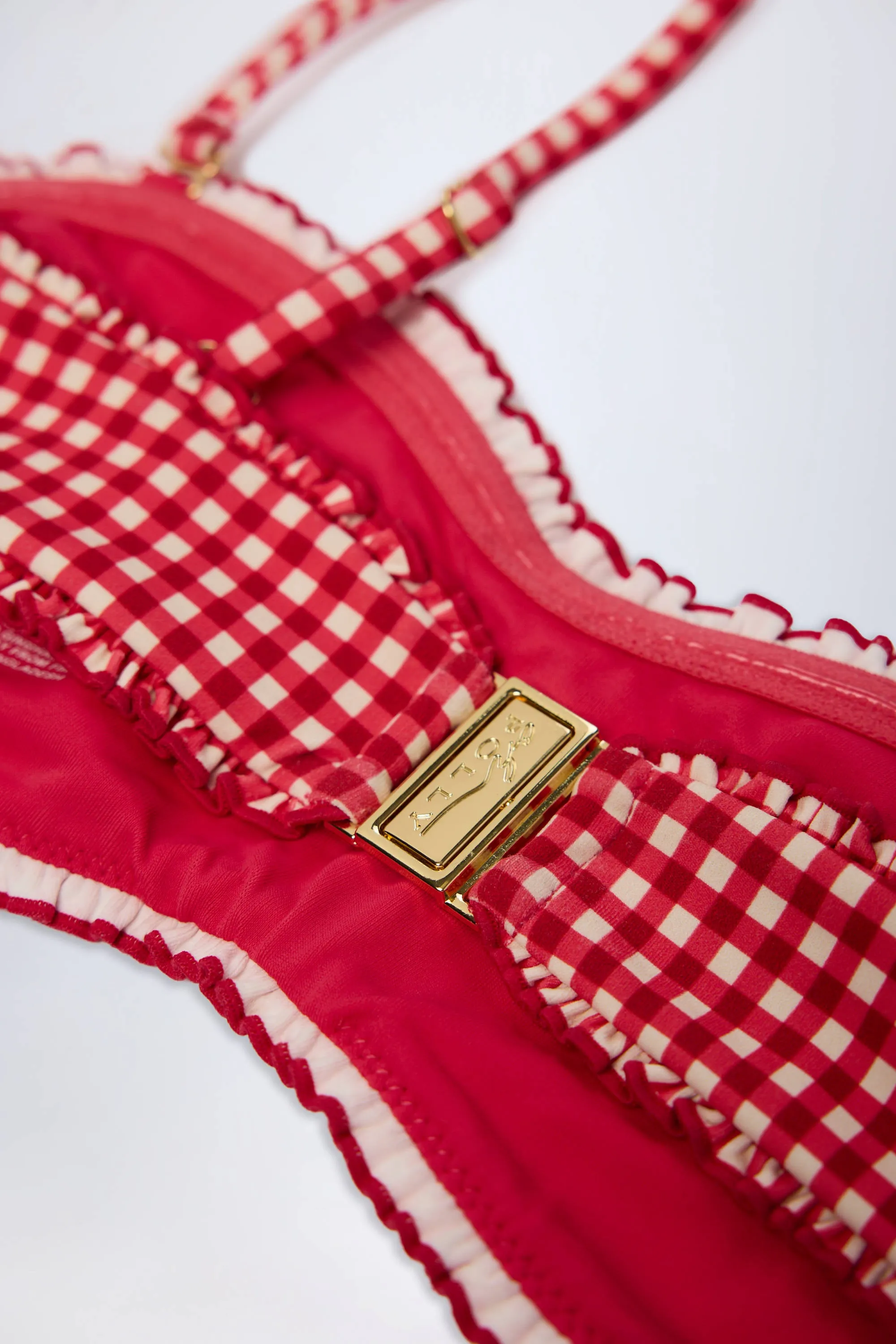 Ruffled Bandeau Bikini Top in Red Gingham sold by Oh Polly product image thumbnail 5