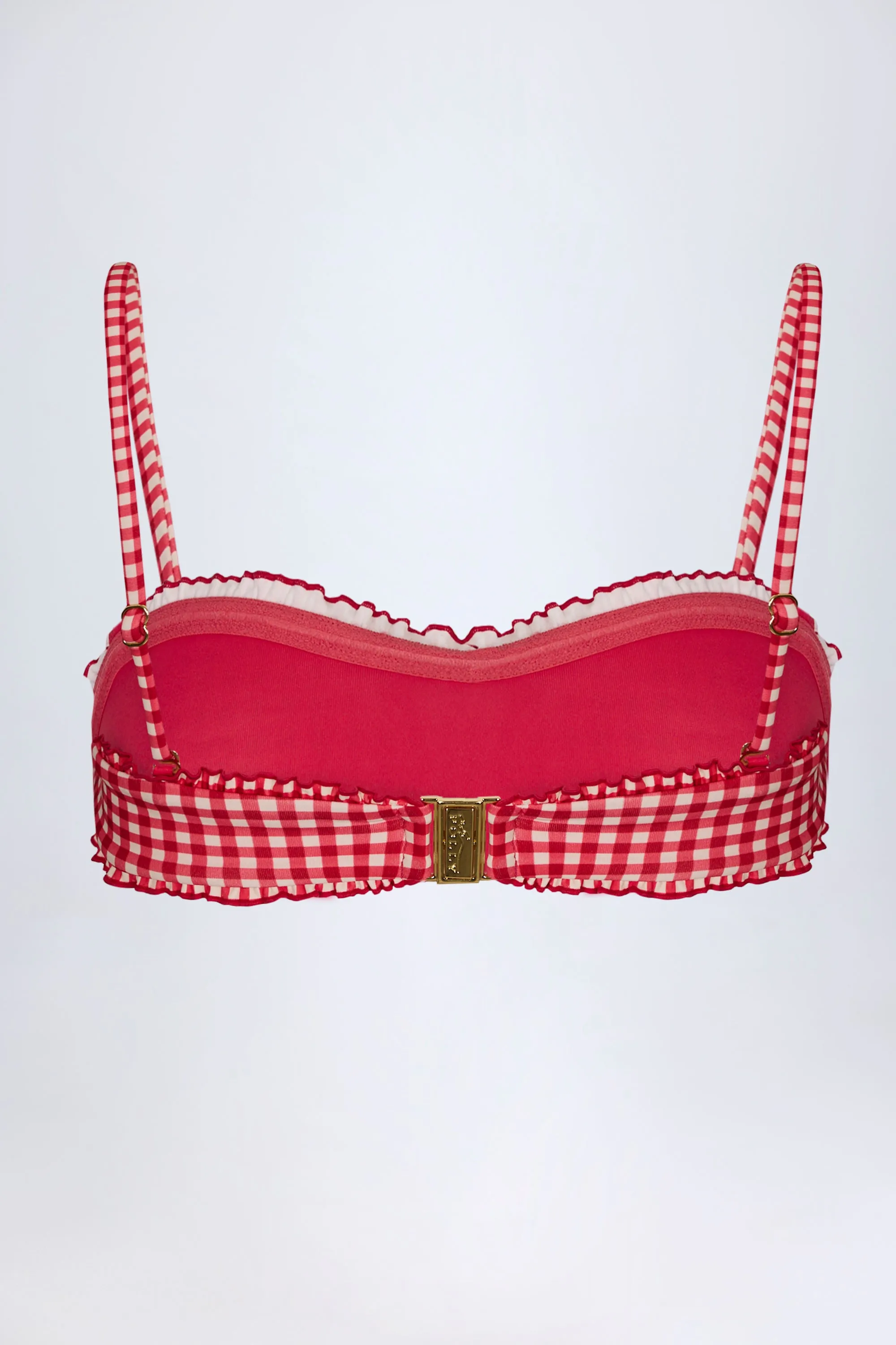 Ruffled Bandeau Bikini Top in Red Gingham sold by Oh Polly product image thumbnail 4