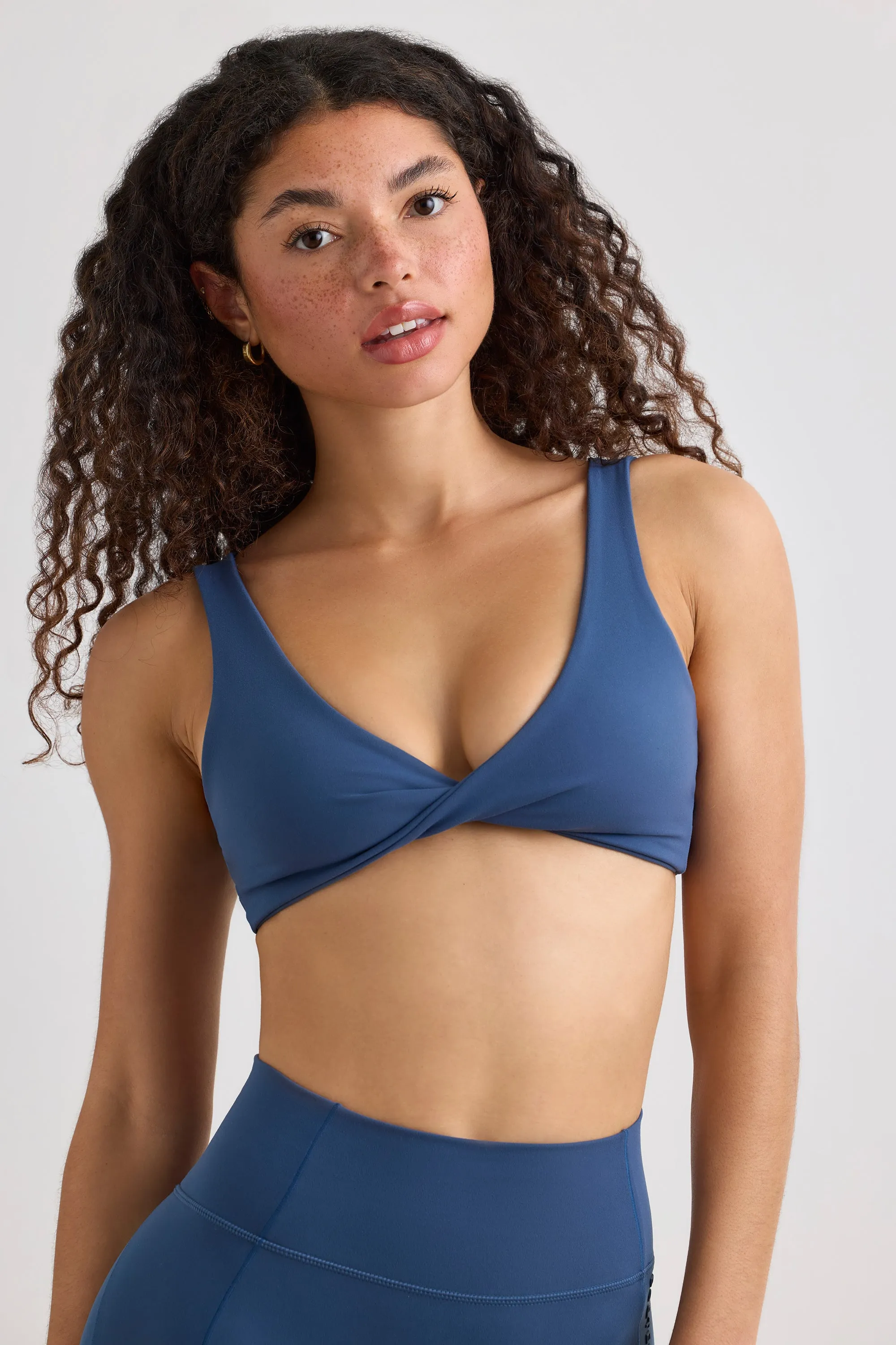 Soft Active V-Neck Sports Bra in Washed Navy sold by Oh Polly product image thumbnail 4