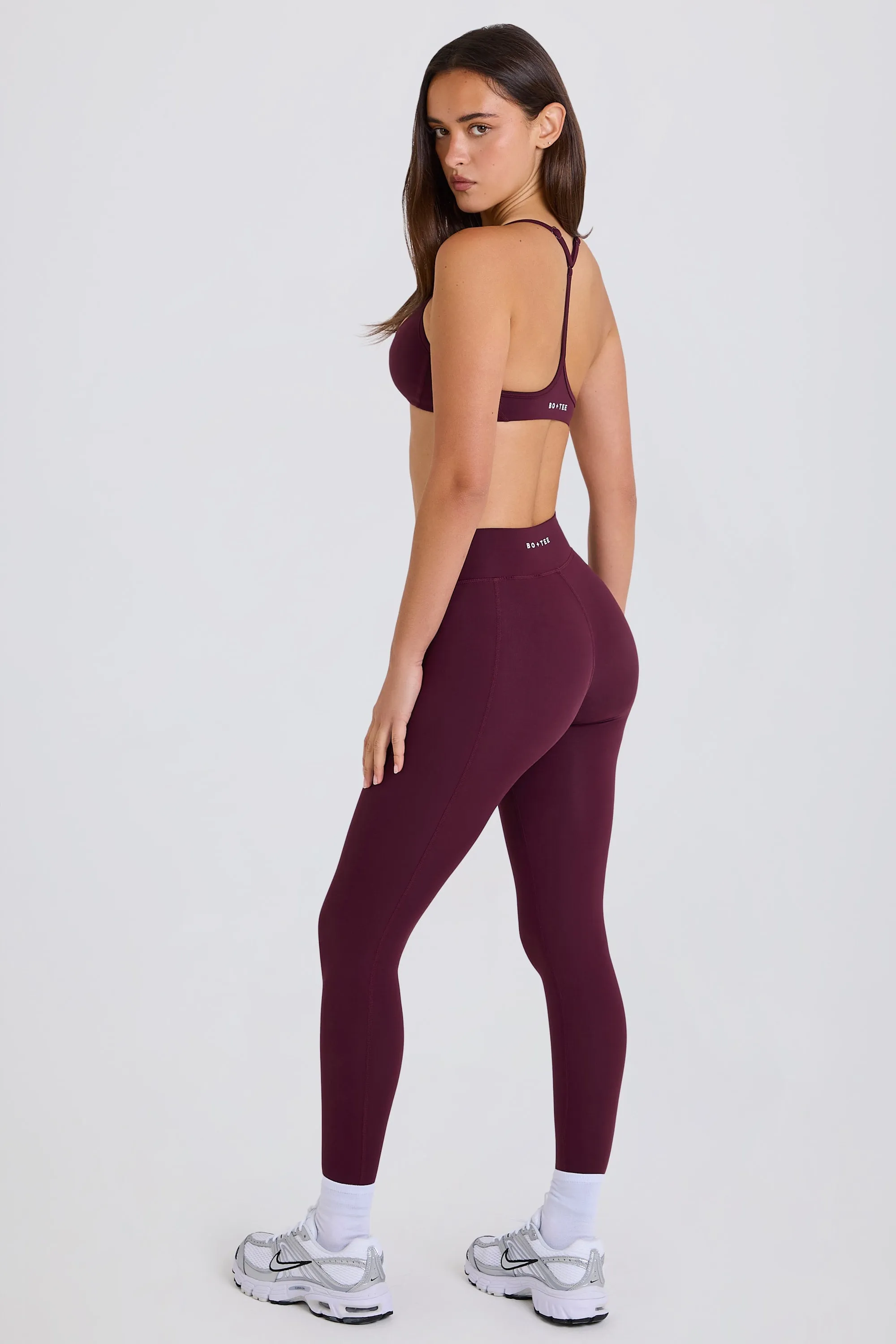 Soft Active V-Waist Leggings in Burgundy sold by Oh Polly product image thumbnail 5