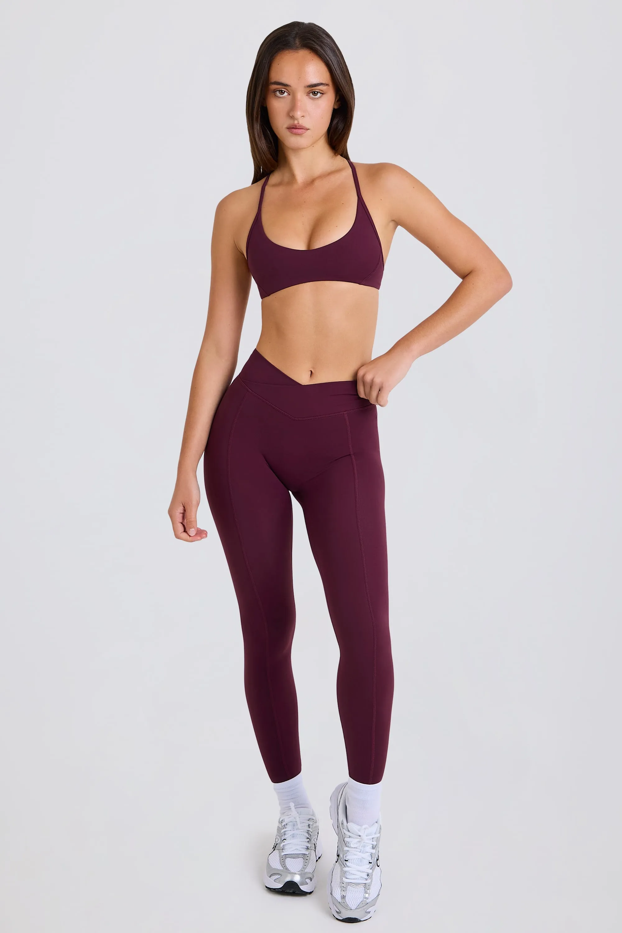 Soft Active V-Waist Leggings in Burgundy sold by Oh Polly