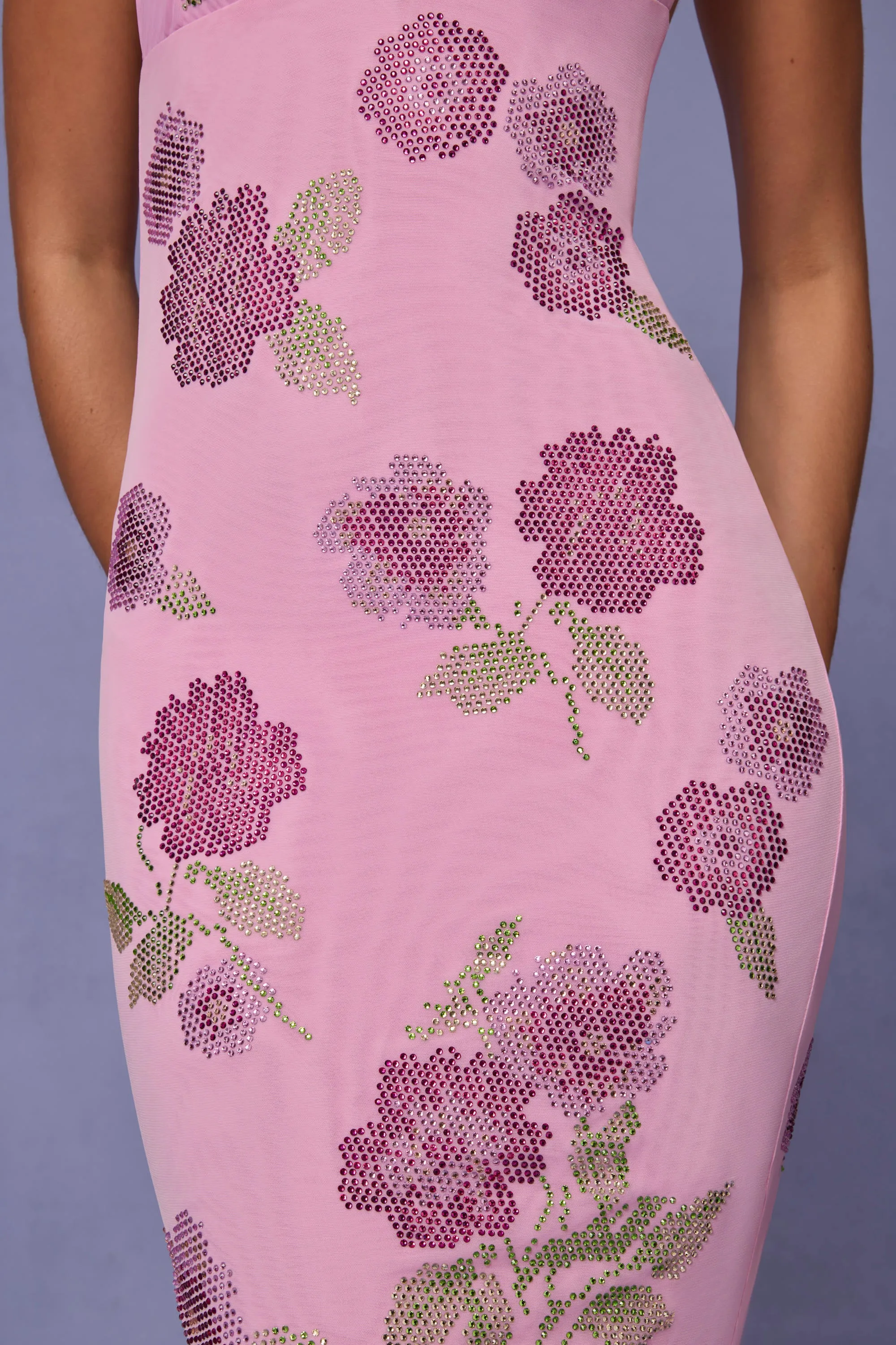 Embellished Halterneck Maxi Dress in Soft Pink sold by Oh Polly product image thumbnail 4