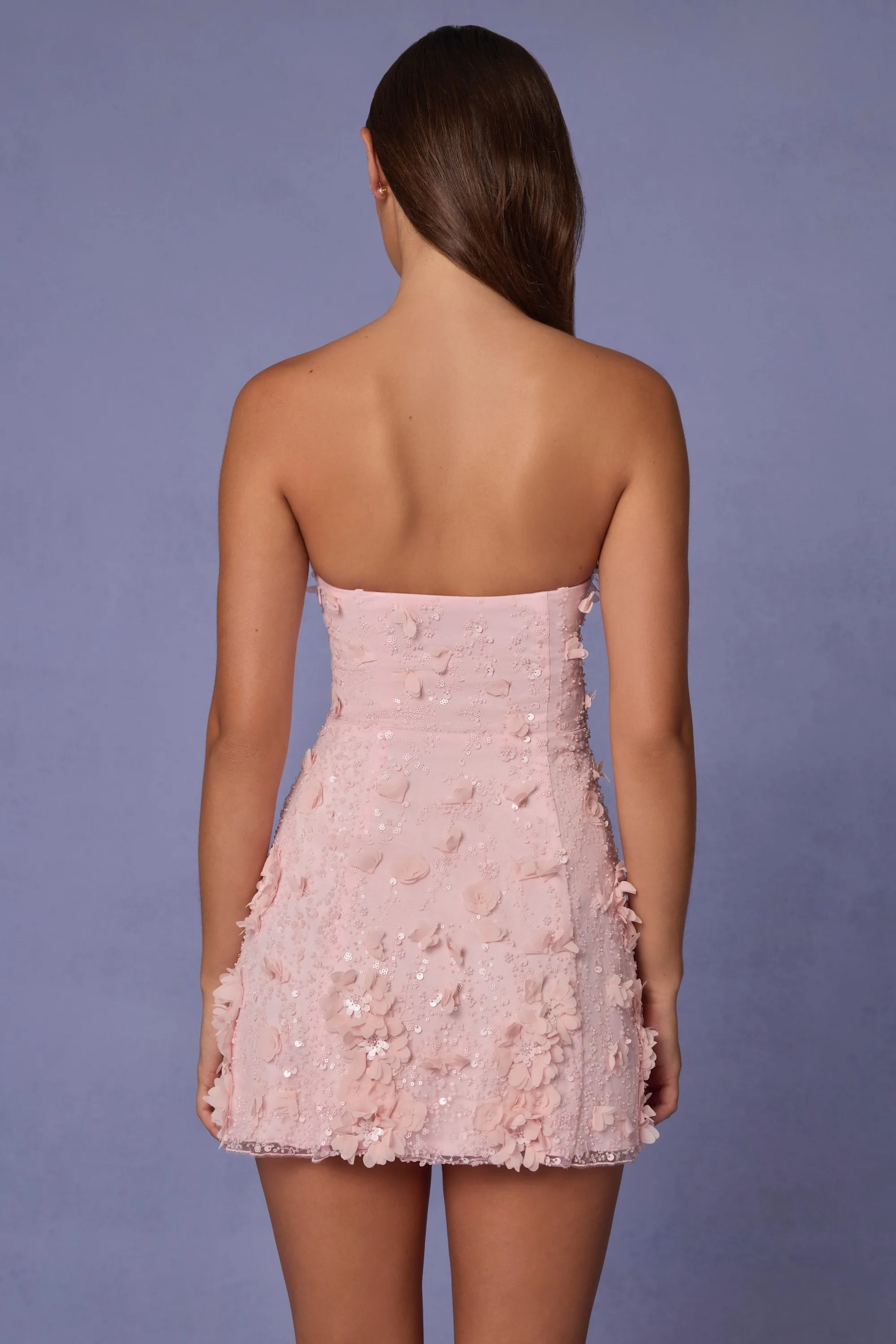 Embellished Bandeau A-line Mini Dress in Ballet Pink sold by Oh Polly product image thumbnail 3