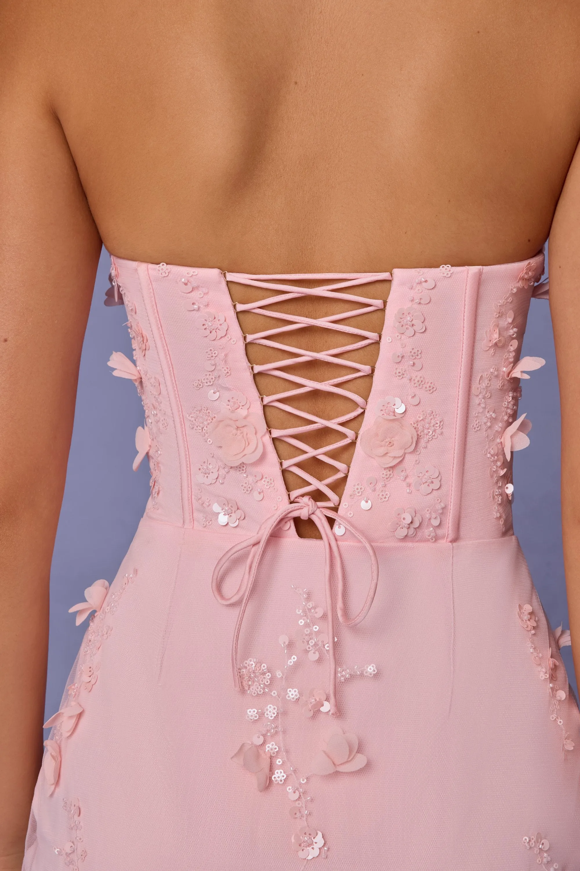 Lace-Up Corset Maxi Dress in Soft Pink sold by Oh Polly product image thumbnail 5