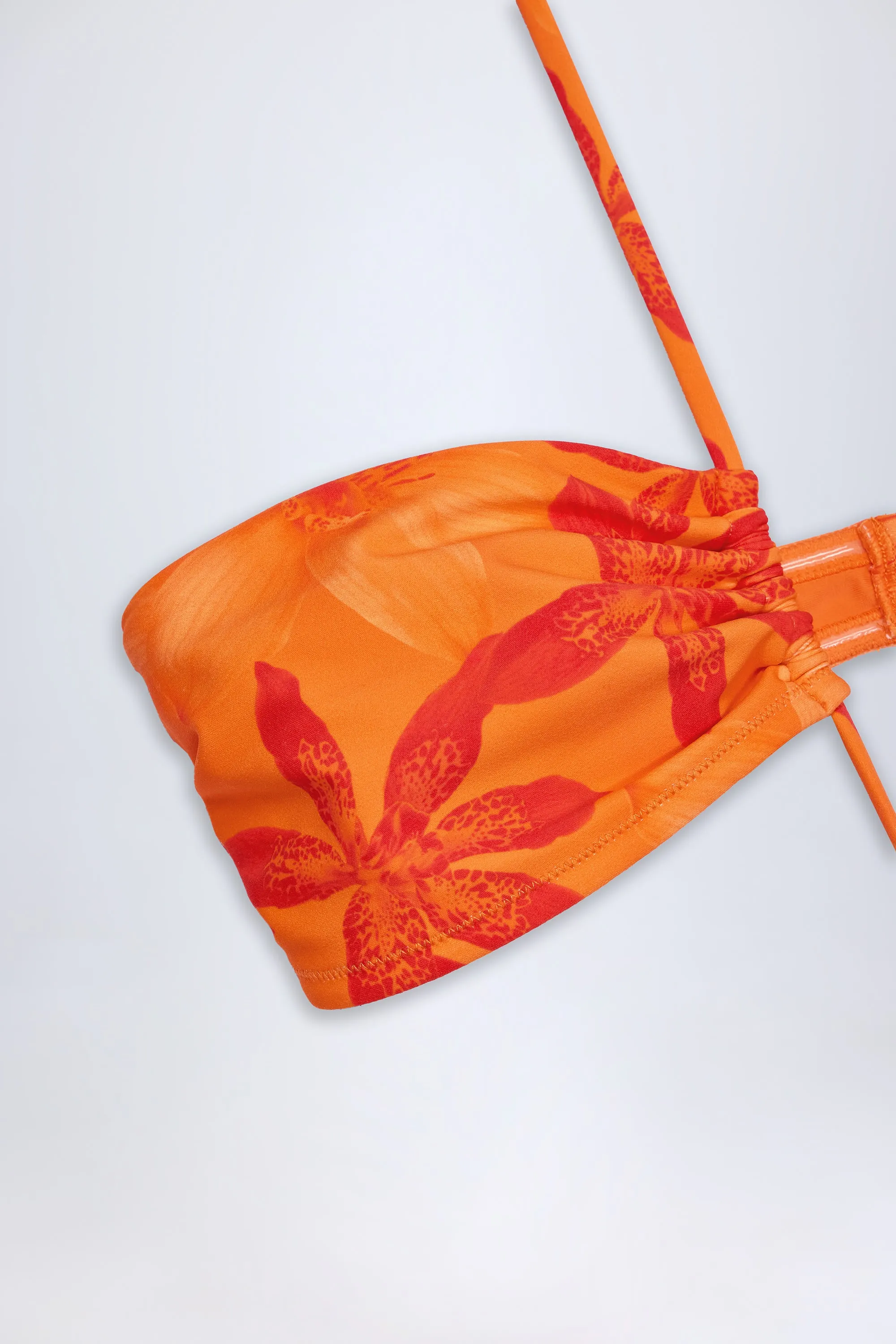 Cut-Out Halterneck Swimsuit in Orange Orchid Print sold by Oh Polly product image thumbnail 4