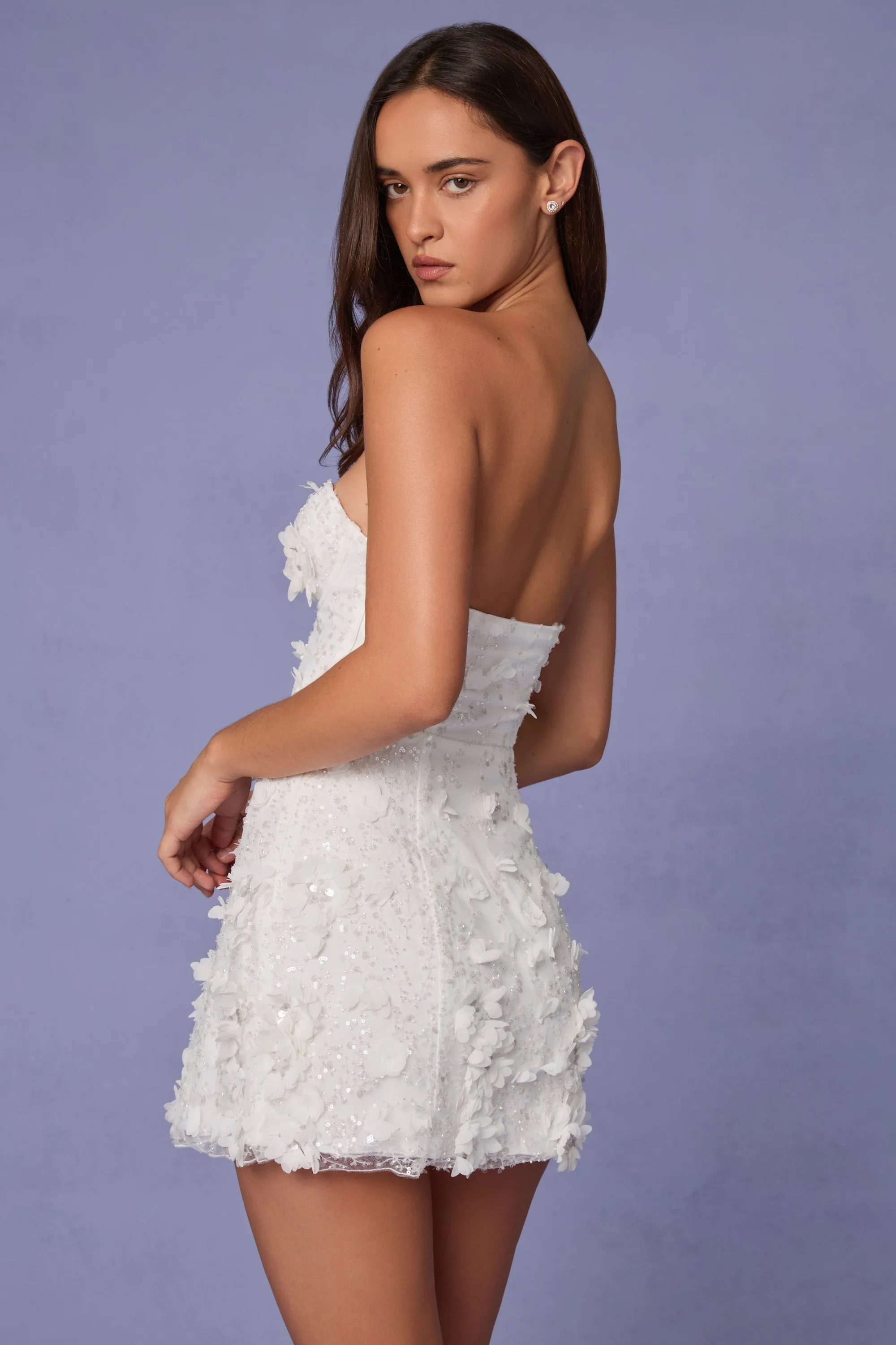 Embellished Bandeau A-line Mini Dress in White sold by Oh Polly product image thumbnail 2
