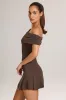 Modal Asymmetric A-Line Mini Dress in Chocolate Brown sold by Oh Polly