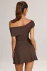Modal Asymmetric A-Line Mini Dress in Chocolate Brown sold by Oh Polly