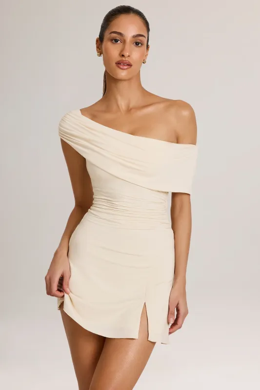 Modal Asymmetric A-Line Mini Dress in Ivory sold by Oh Polly