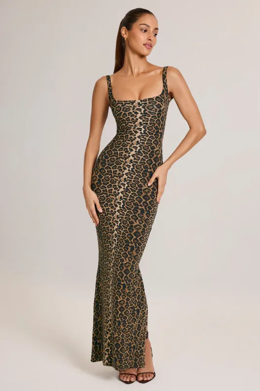 Modal Scoop-Neck Maxi Dress in Leopard Print sold by Oh Polly