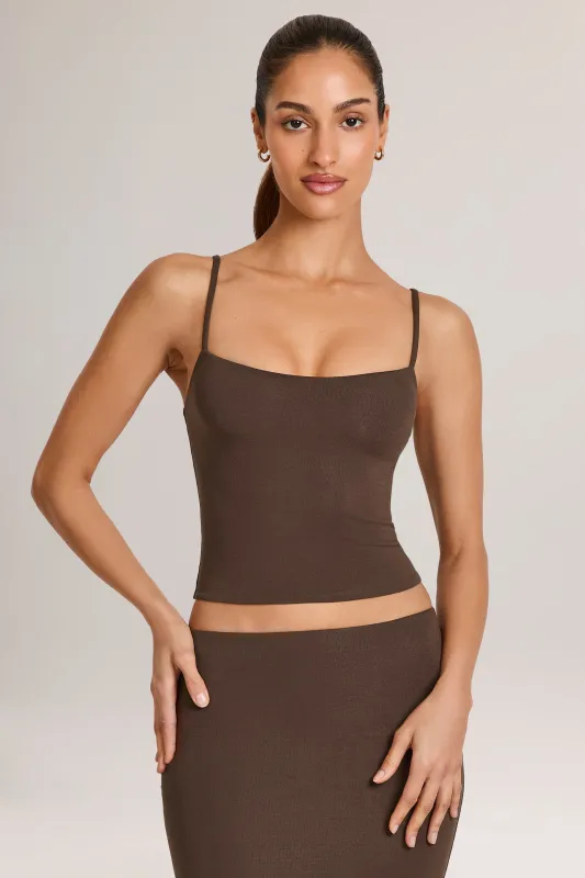 Modal Scoop-Neck Tank Top in Chocolate Brown sold by Oh Polly