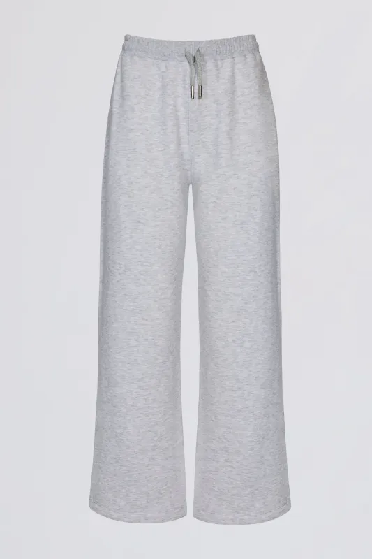 Premium Brushed Jersey Wide-Leg Joggers in Grey Marl sold by Oh Polly