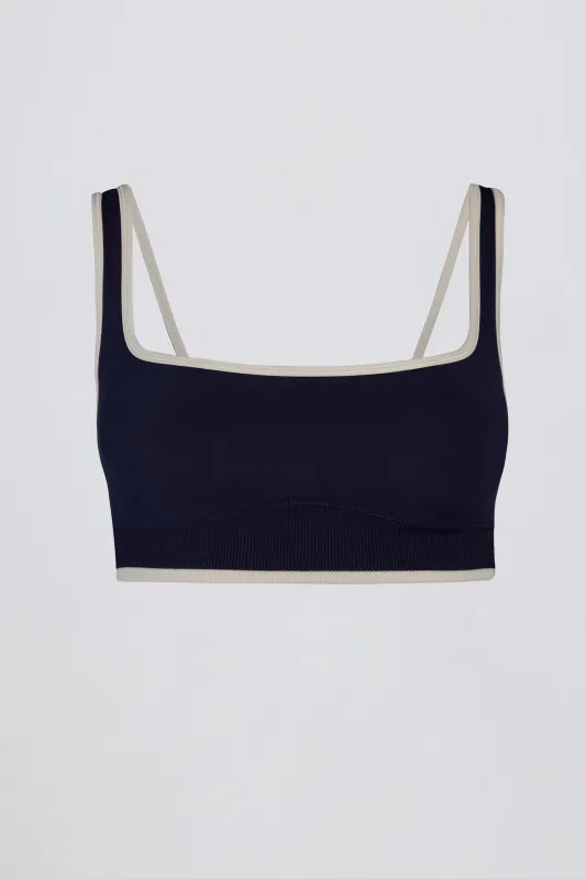 Soft Active Contrast Sports Bra in Classic Navy sold by Oh Polly