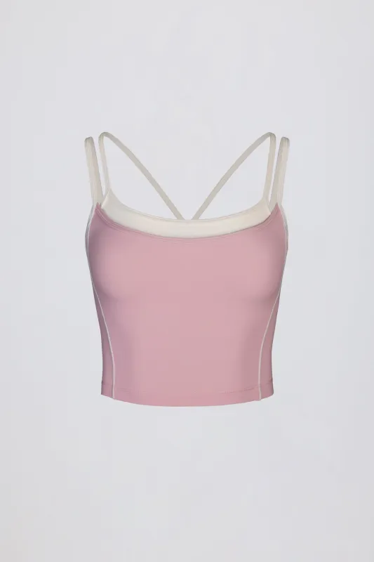 Soft Active Layered Tank Top in Powder Pink sold by Oh Polly